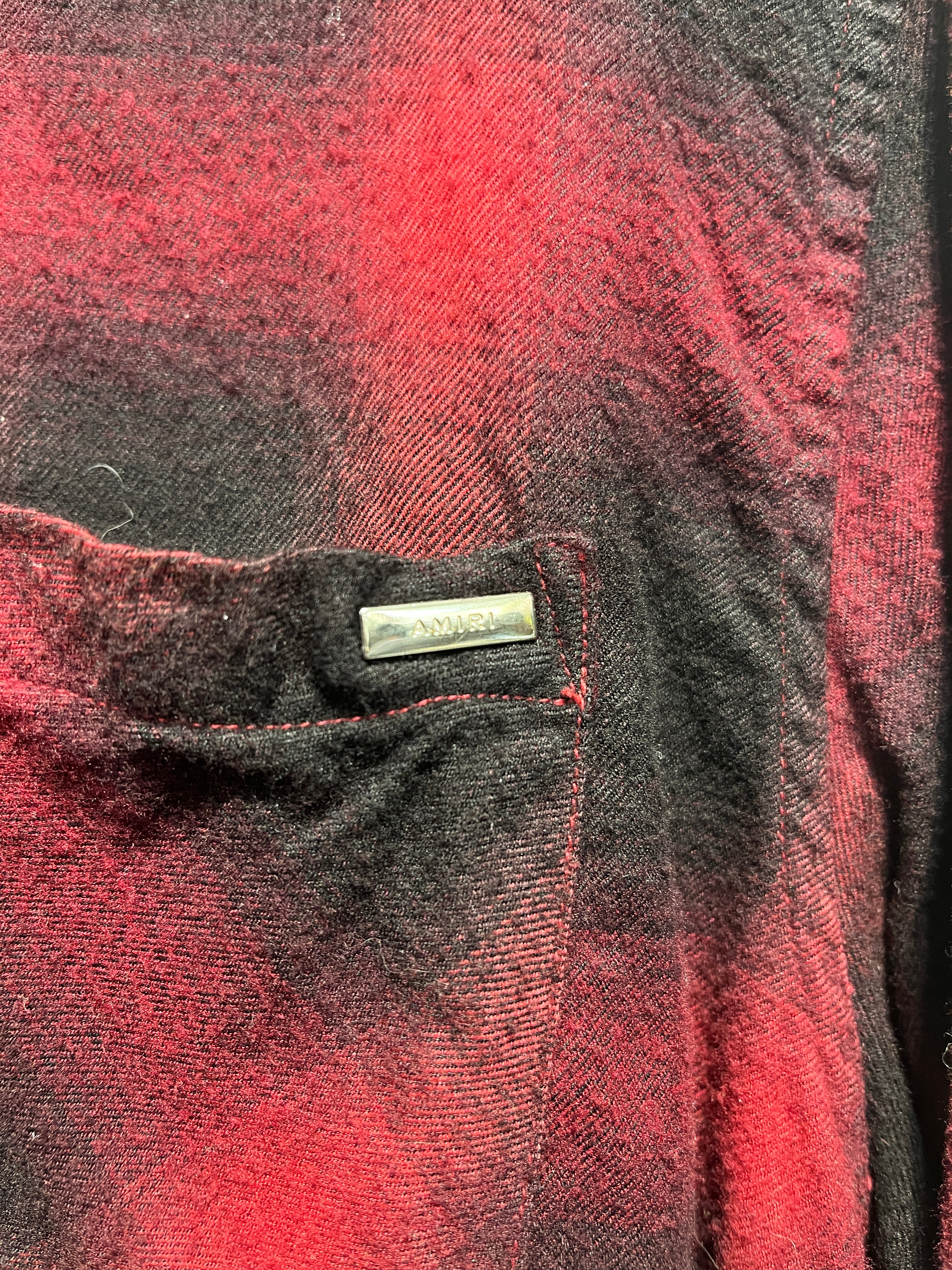 AMIRI/Flannel Shirt/M/Cotton/RED/Plaid/RAW HEM view 5
