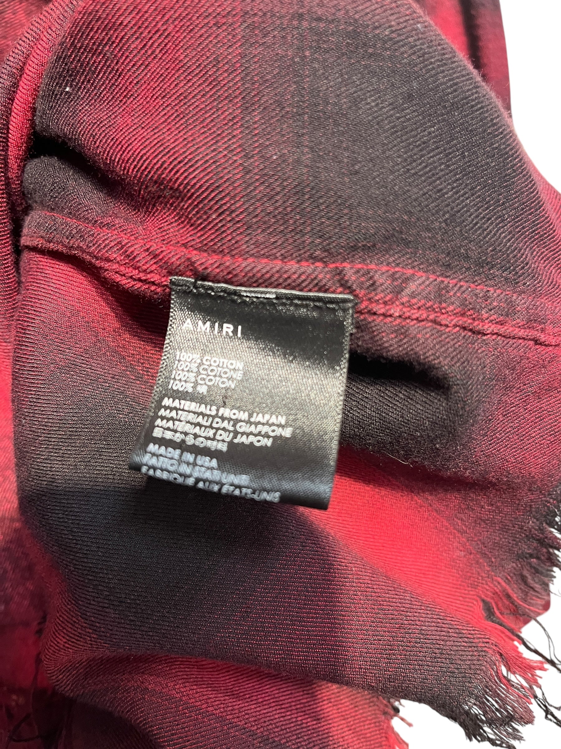 AMIRI/Flannel Shirt/M/Cotton/RED/Plaid/RAW HEM view 3
