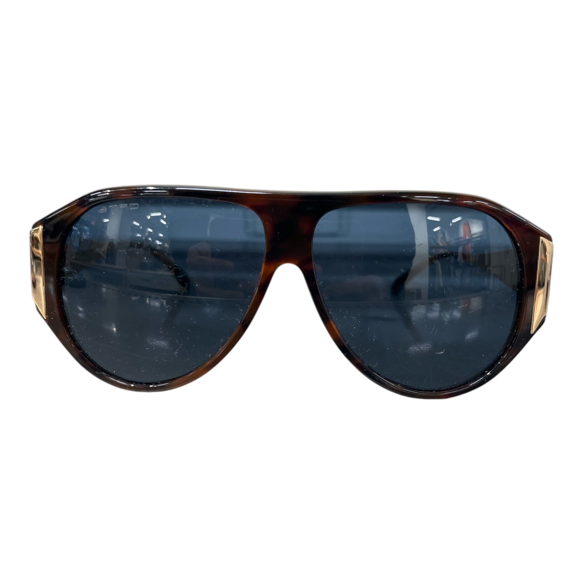 ETRO/Sunglasses/All Over Print/Tortoiseshell Pattern/BRW/L's/PLASTIC W/ GOLD METAL view 1