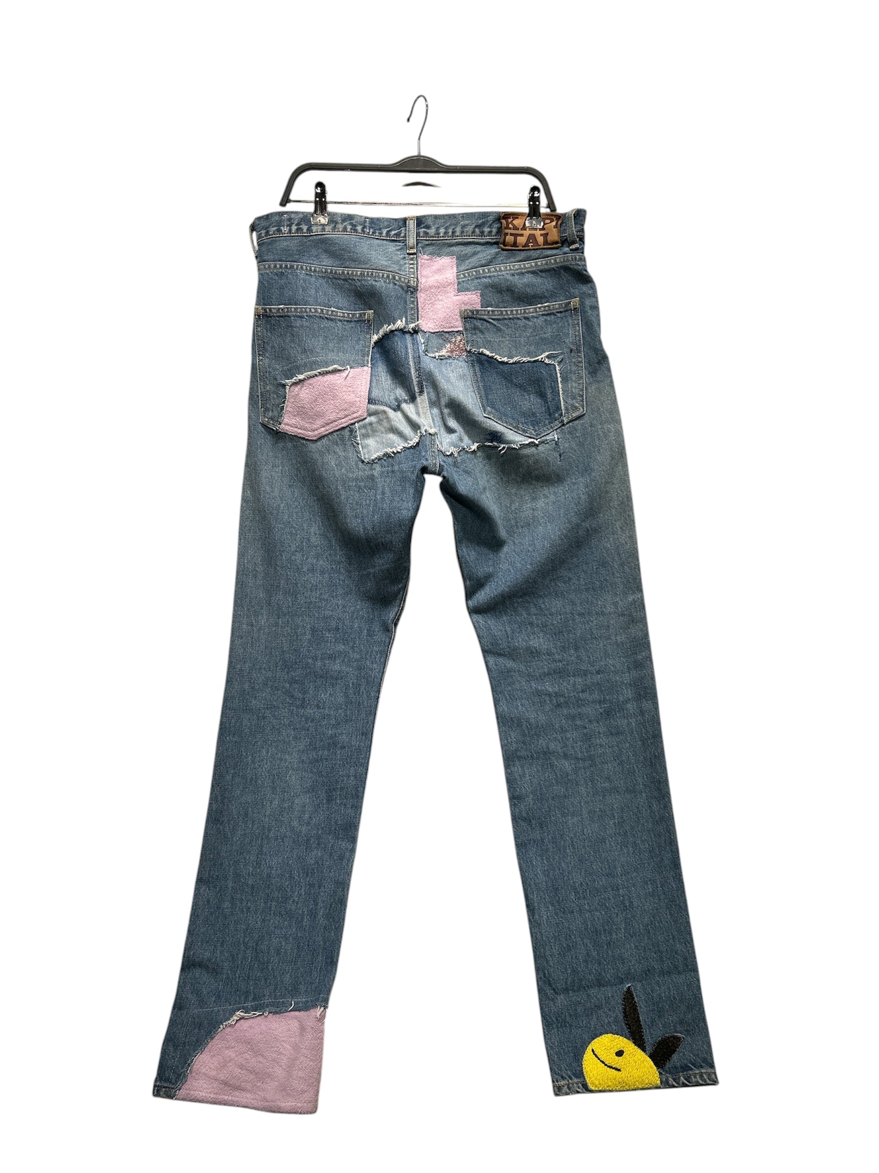KAPITAL/Straight Pants/36/Denim/BLU/gypsy patch remake view 2