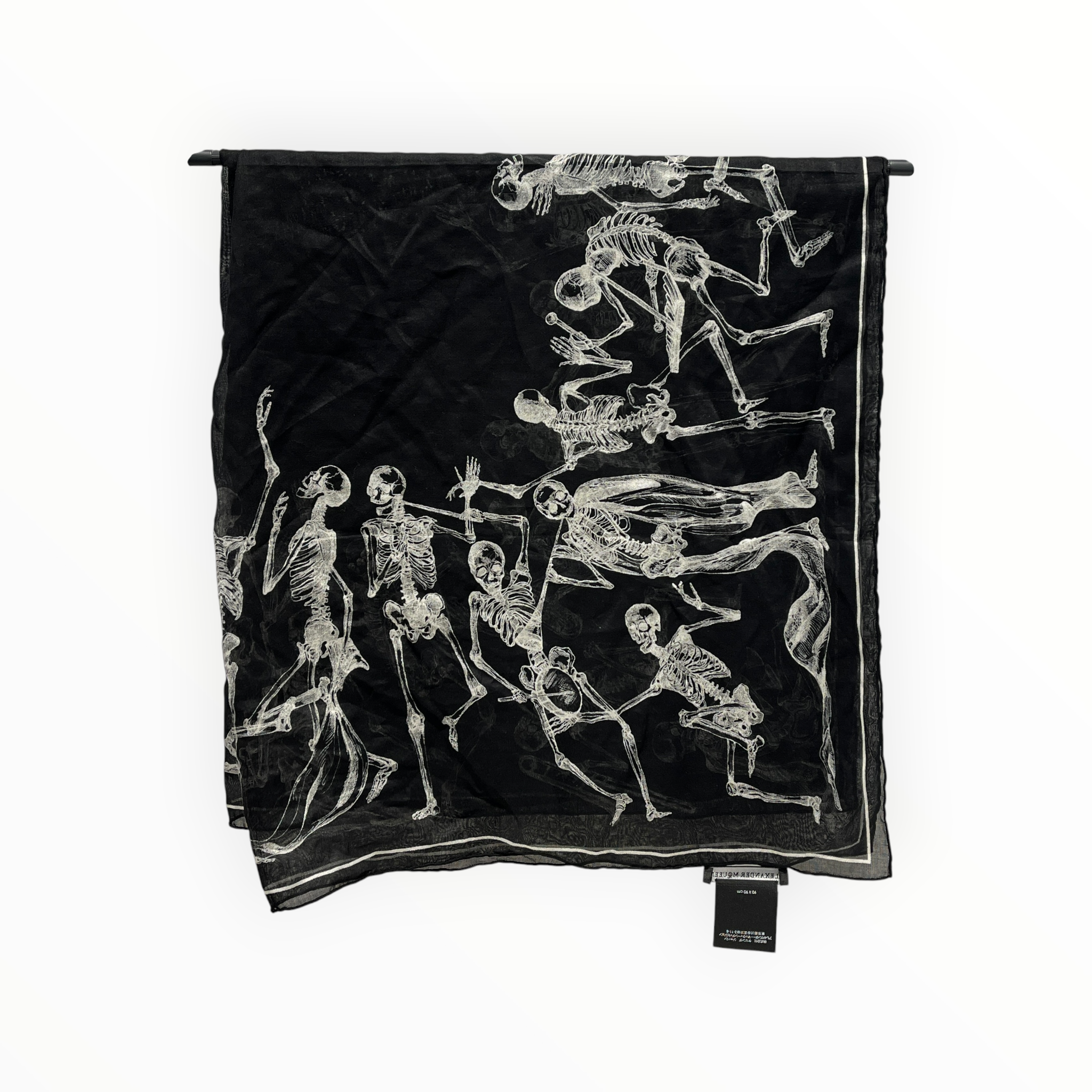 Alexander McQueen/Scarf/Graphic/Silk/BLK/M's/DANCING SKELETONS view 3