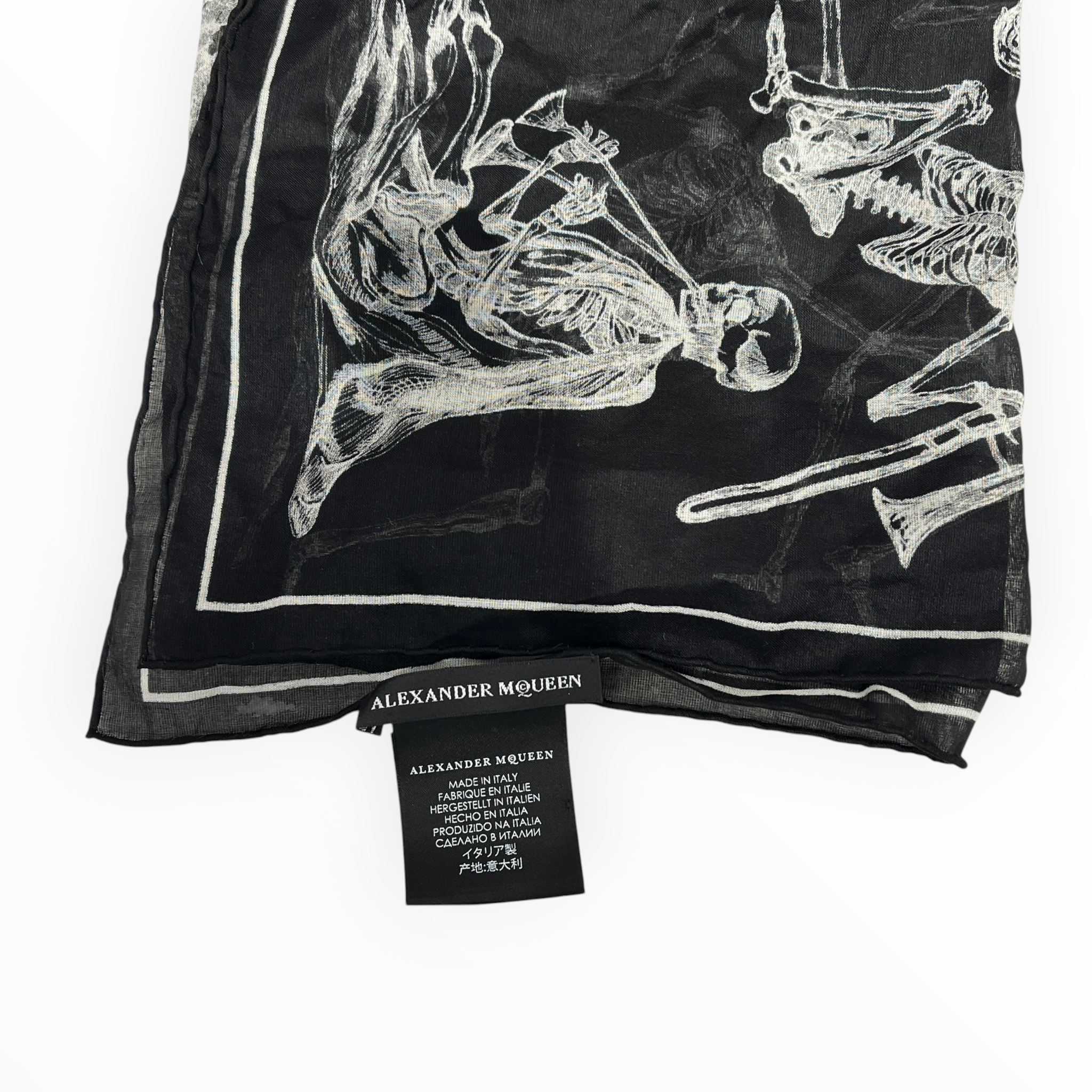 Alexander McQueen/Scarf/Graphic/Silk/BLK/M's/DANCING SKELETONS view 2