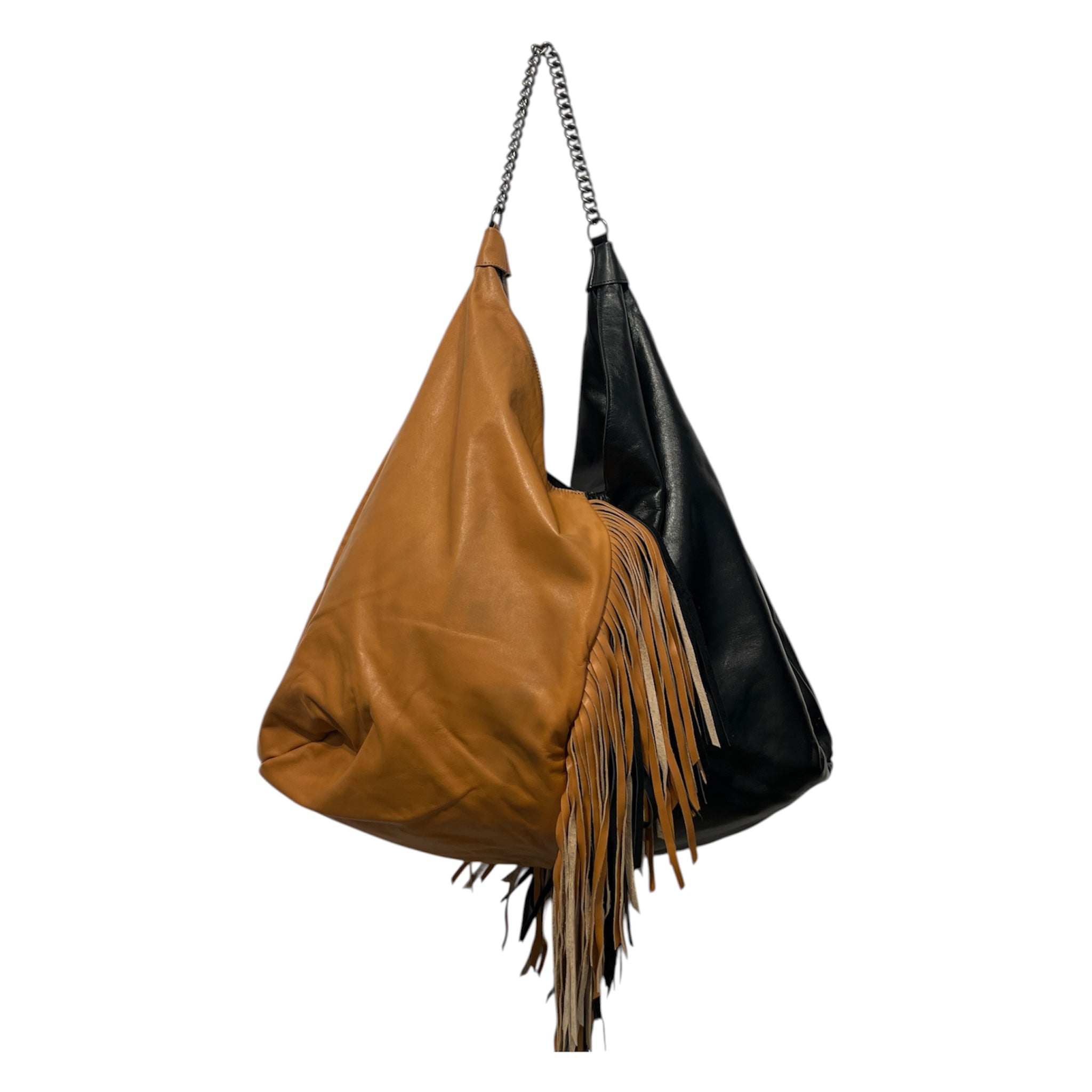 UNDERSTATED LEATHER/Tote Bag/Leather/BLK/half black & half orange view 1
