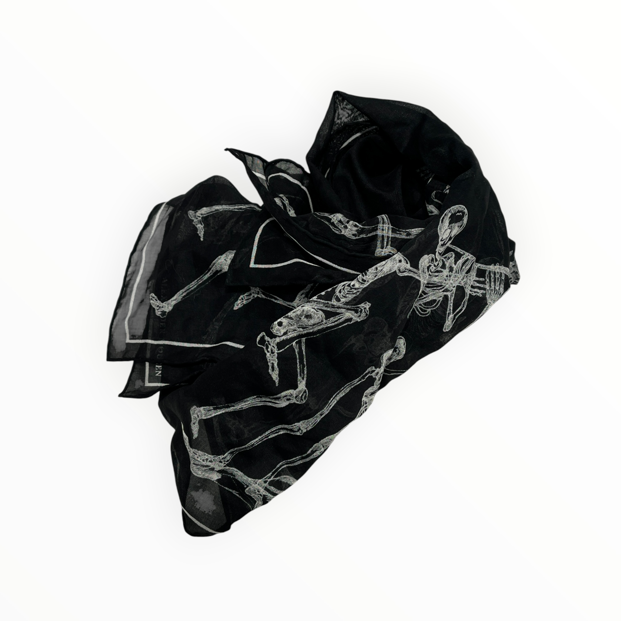 Alexander McQueen/Scarf/Graphic/Silk/BLK/M's/DANCING SKELETONS view 1