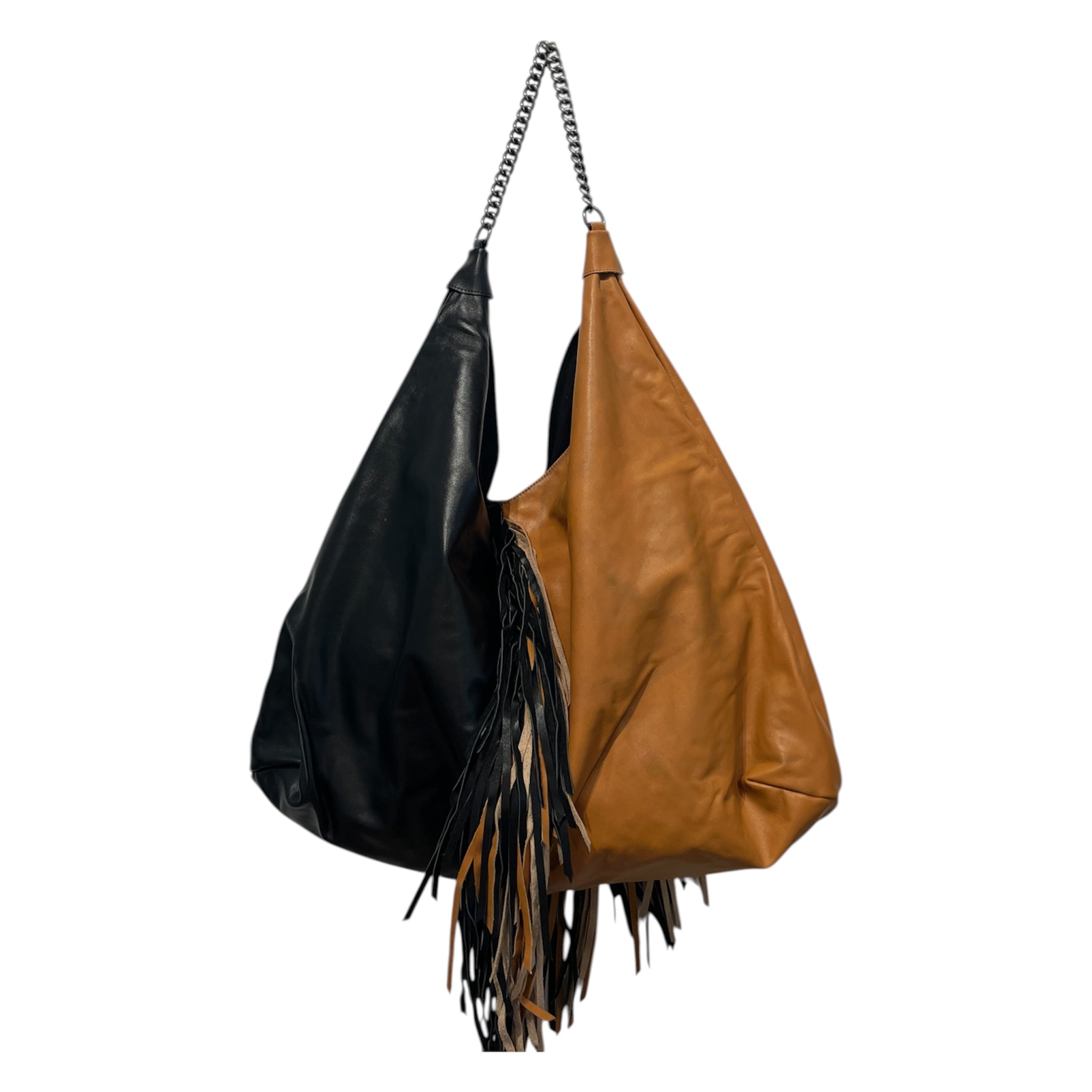 UNDERSTATED LEATHER/Tote Bag/Leather/BLK/half black & half orange view 2