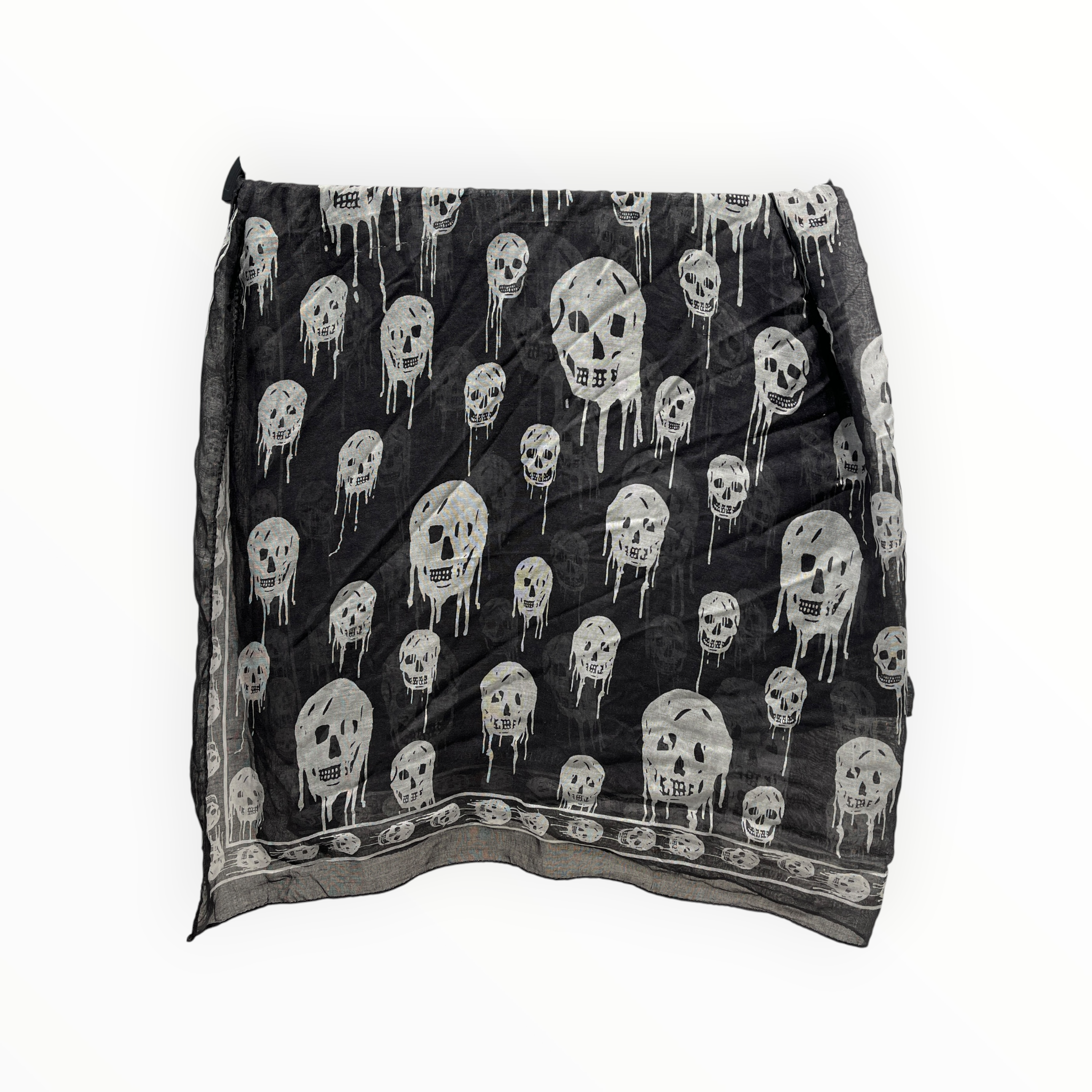 Alexander McQueen/Scarf/Graphic/Silk/BLK/M's/DRIPPING SKULLS view 3