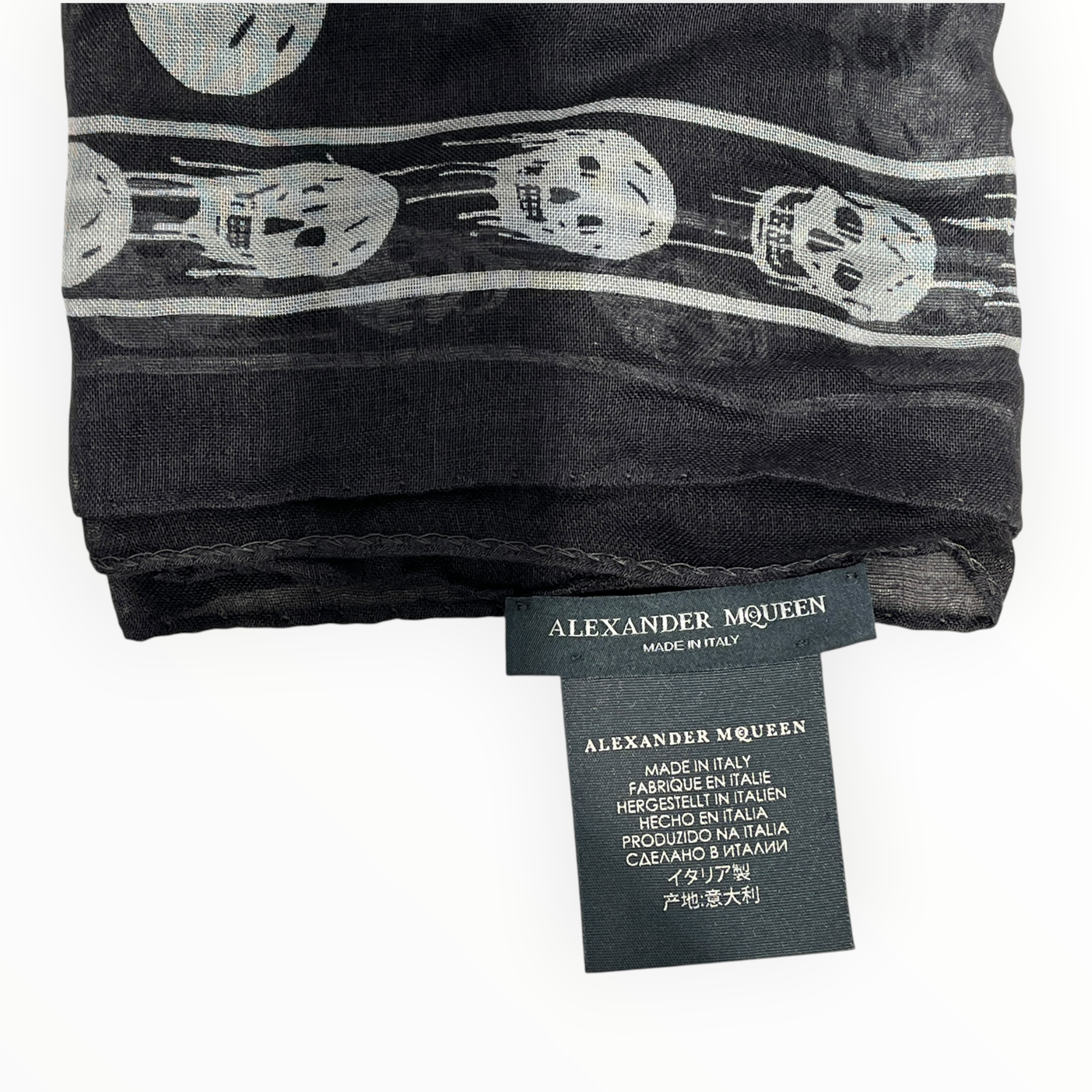 Alexander McQueen/Scarf/Graphic/Silk/BLK/M's/DRIPPING SKULLS view 2