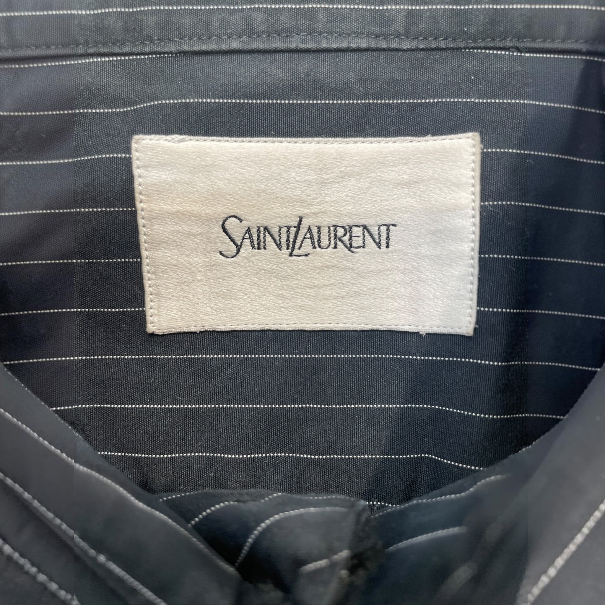 SAINT LAURENT/LS Shirt/42/BLK/Stripe/ view 3