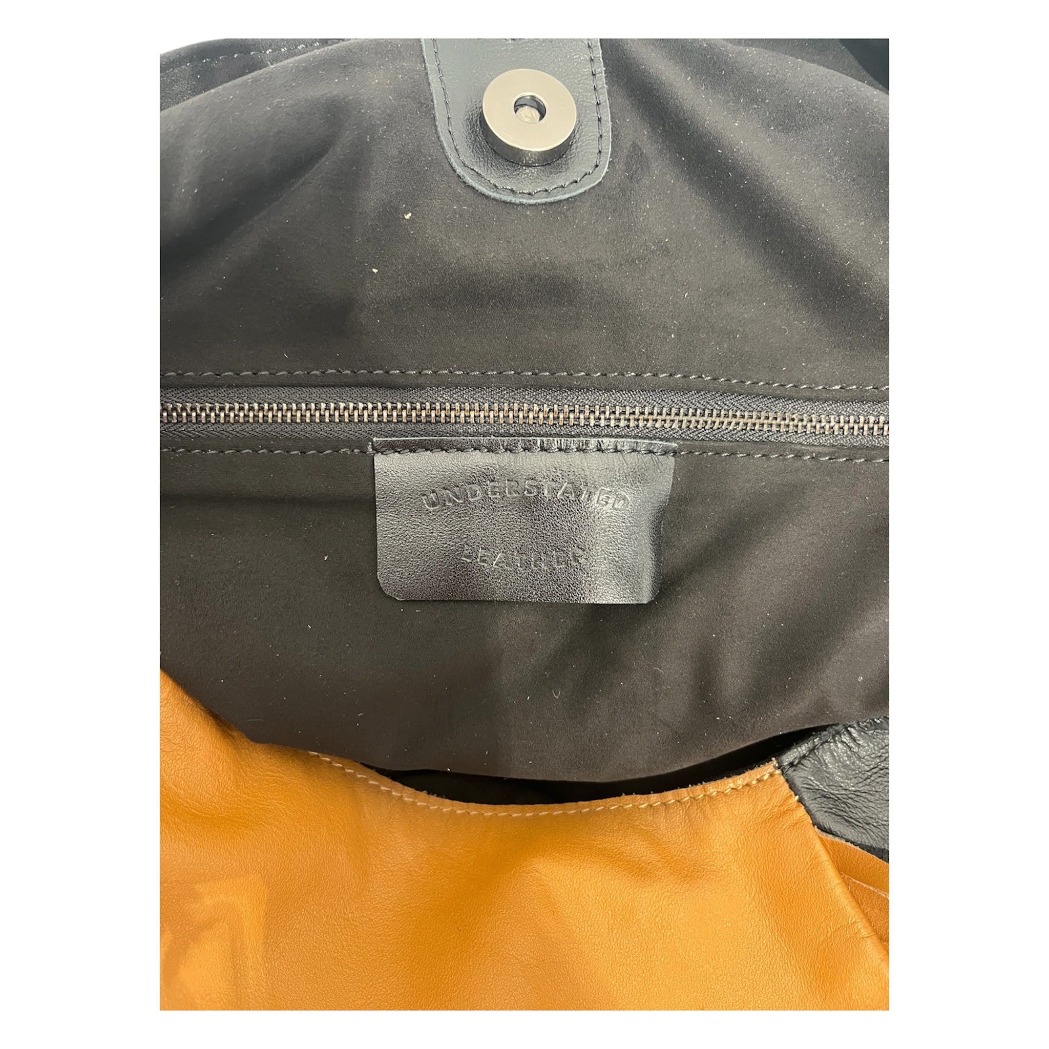 UNDERSTATED LEATHER/Tote Bag/Leather/BLK/half black & half orange view 4