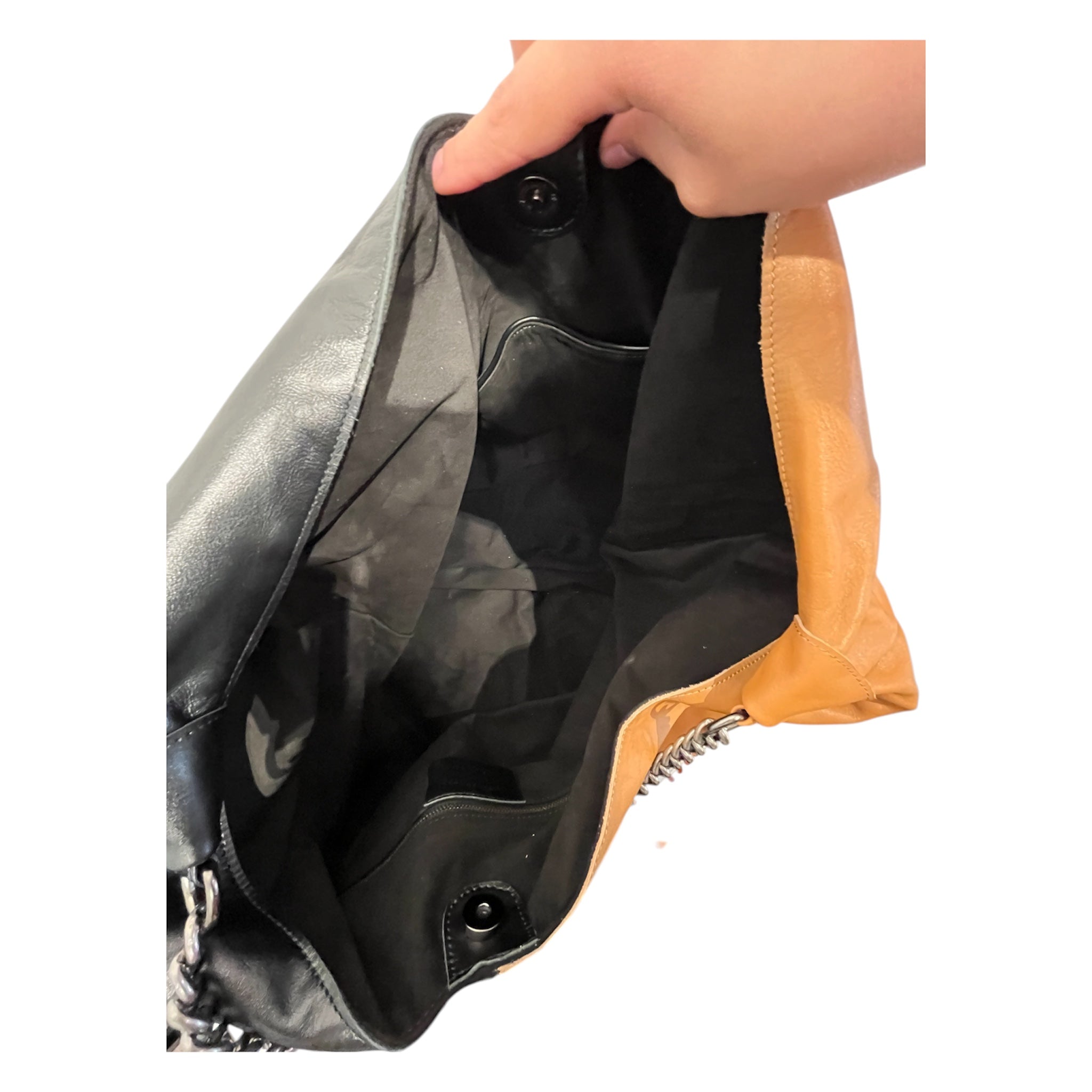 UNDERSTATED LEATHER/Tote Bag/Leather/BLK/half black & half orange view 5