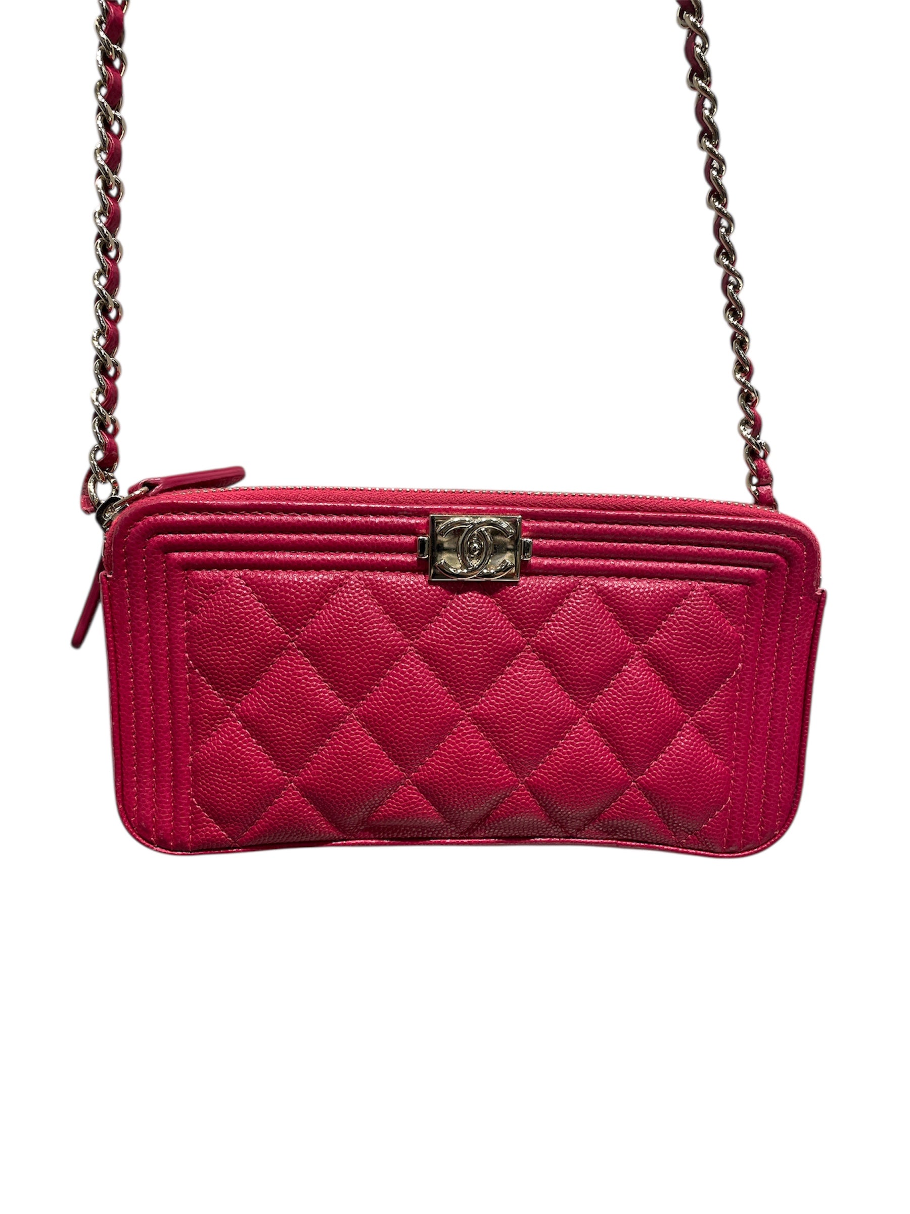 CHANEL/Clutch Bag/PNK/BOY DOUBKE ZIP CLUTCH W/ CHAIN view 2