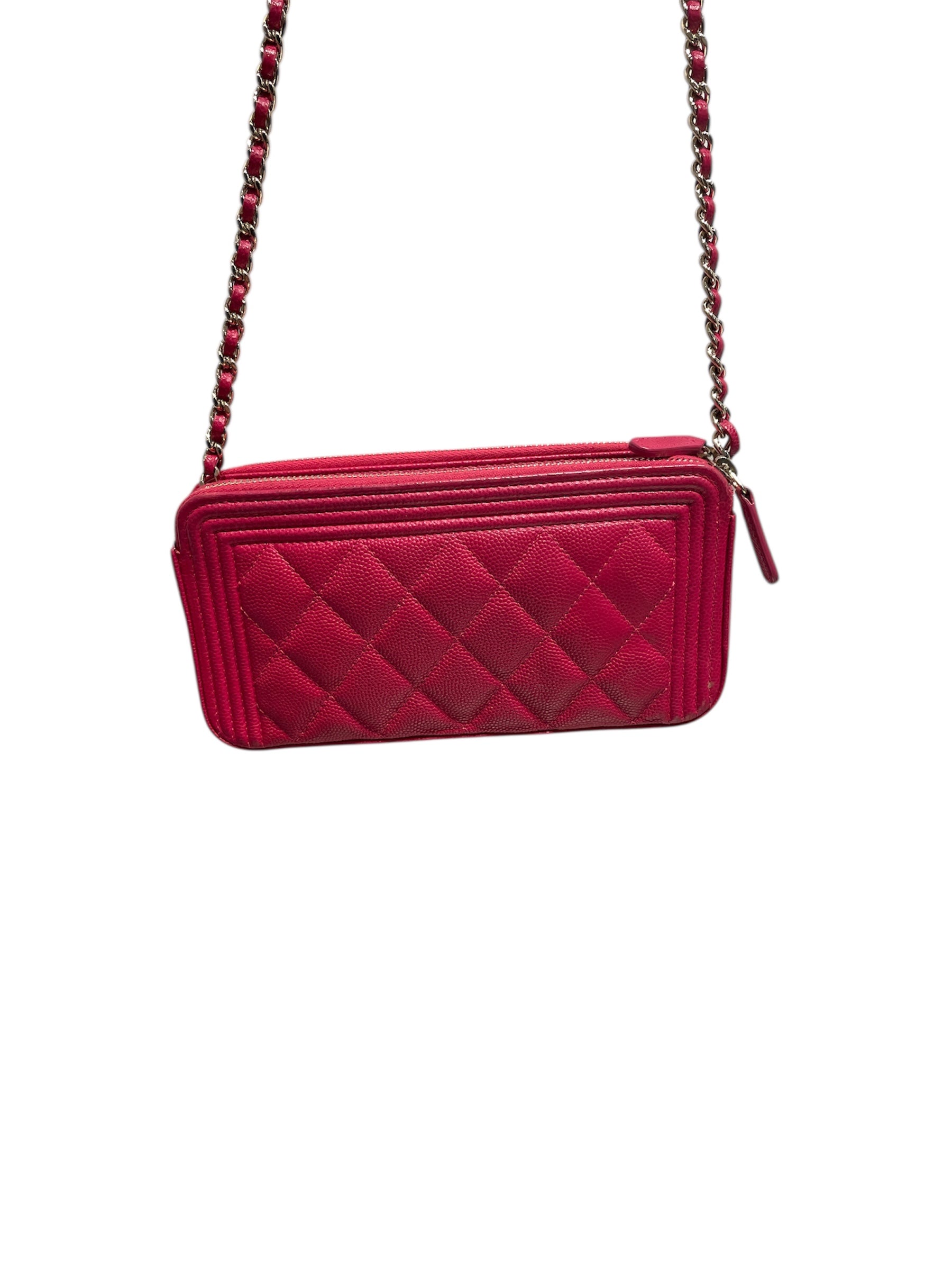 CHANEL/Clutch Bag/PNK/BOY DOUBKE ZIP CLUTCH W/ CHAIN view 3