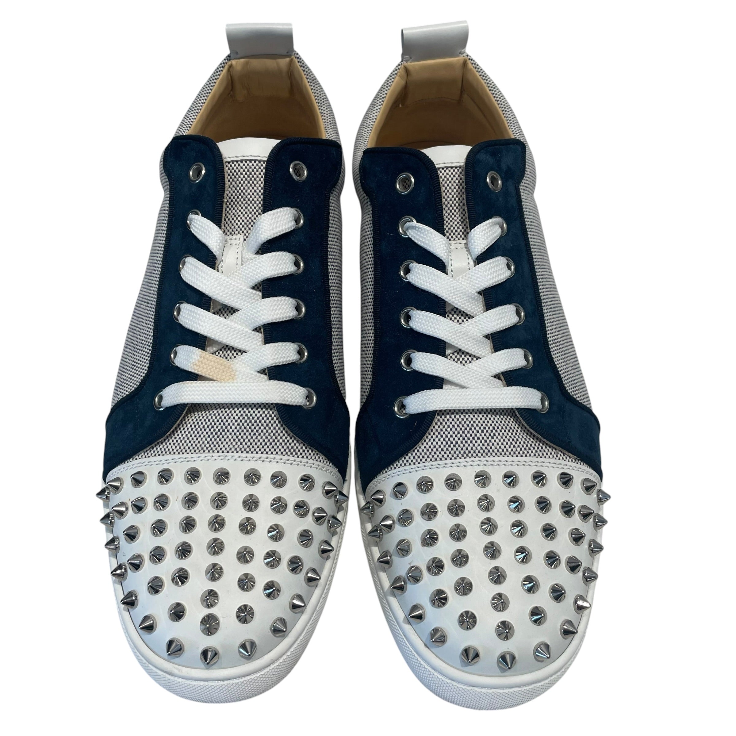 Christian Louboutin/Low-Sneakers/US 12/Cotton/BLU/CL Louis Junior Spikes Orlato view 4