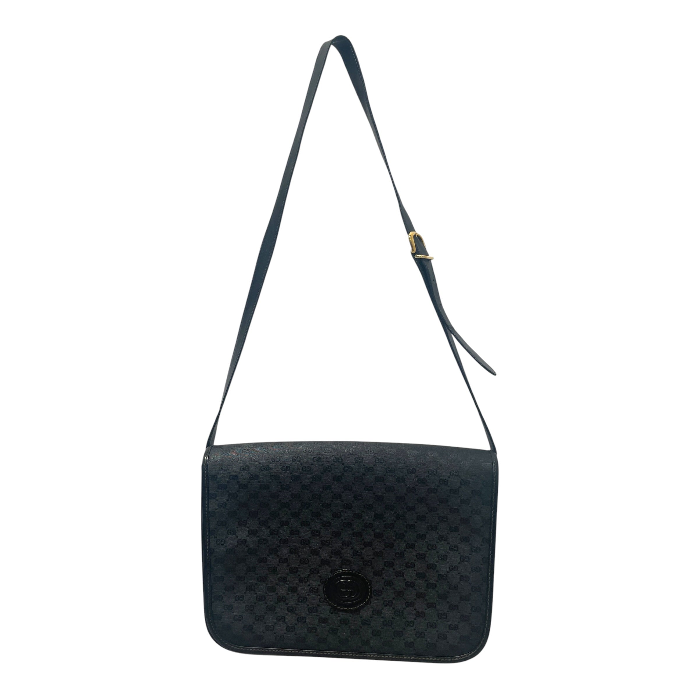 GUCCI/Cross Body Bag/Leather/BLK/Vintage Micro GG Monogram view 1