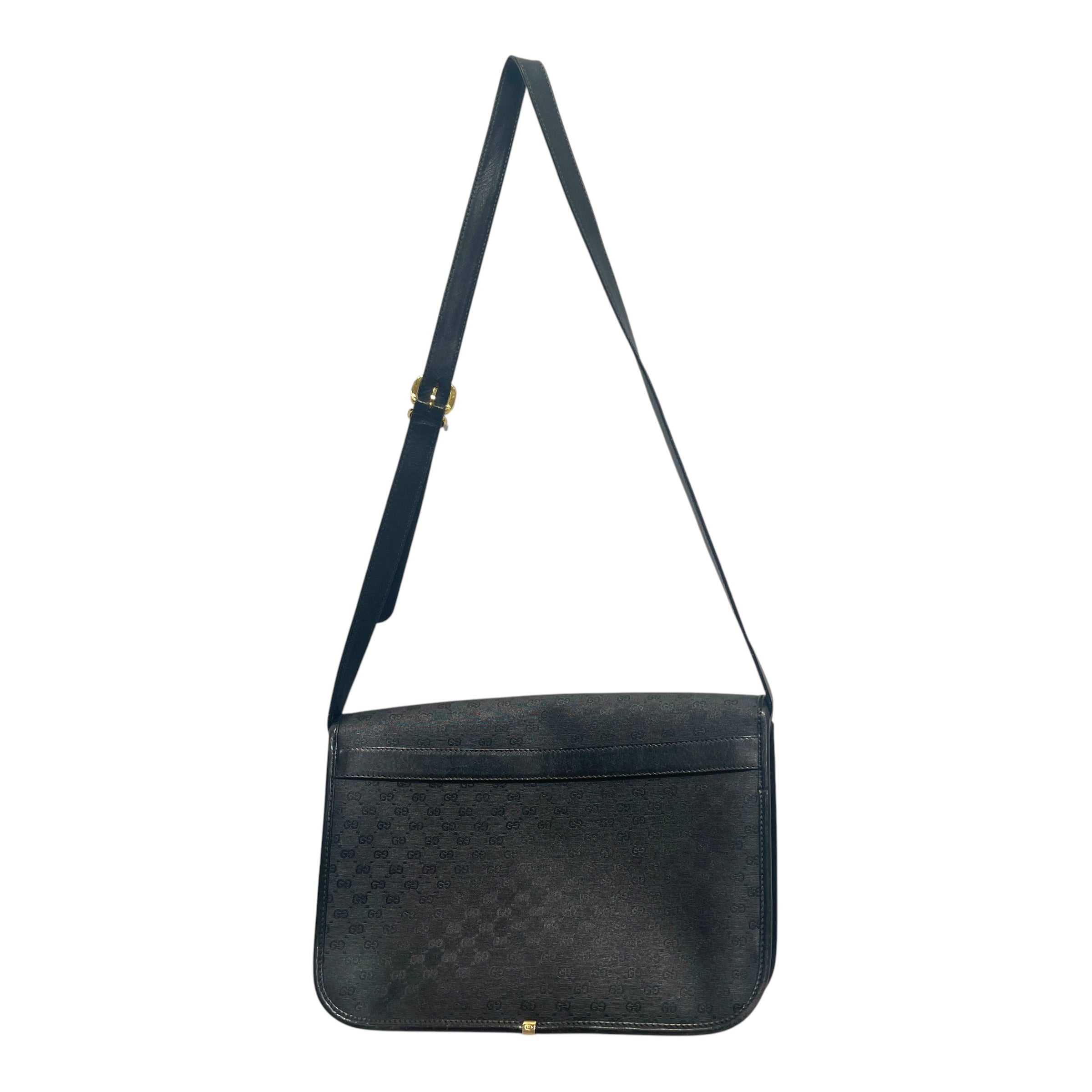 GUCCI/Cross Body Bag/Leather/BLK/Vintage Micro GG Monogram view 3