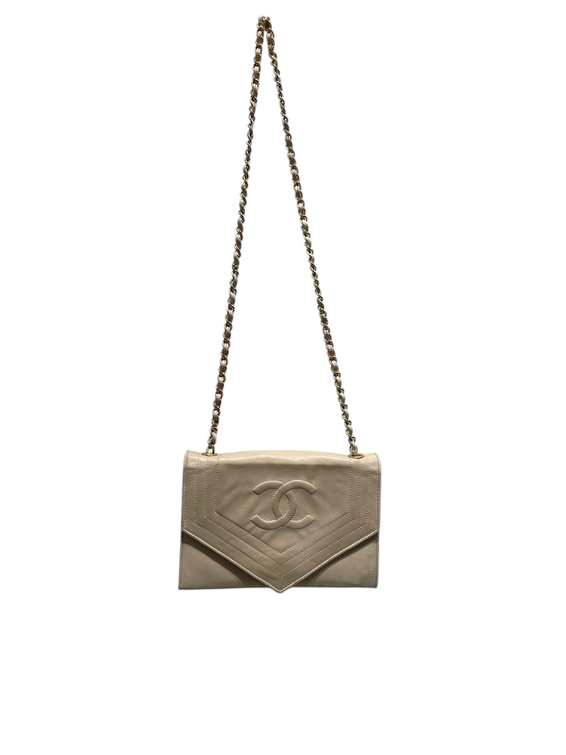 CHANNEL/Bag/S/Leather/WHT/WHITE GOLD EMBOSS view 1