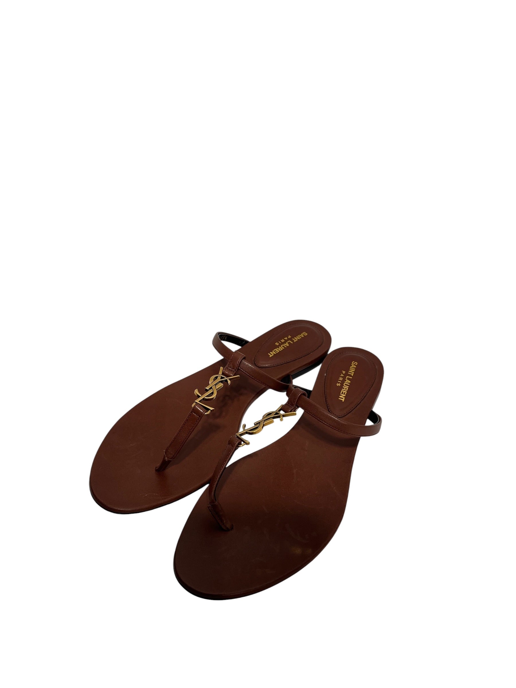 YVES SAINT LAURENT/Sandals/EU 37.5/Leather/BRW/ view 1