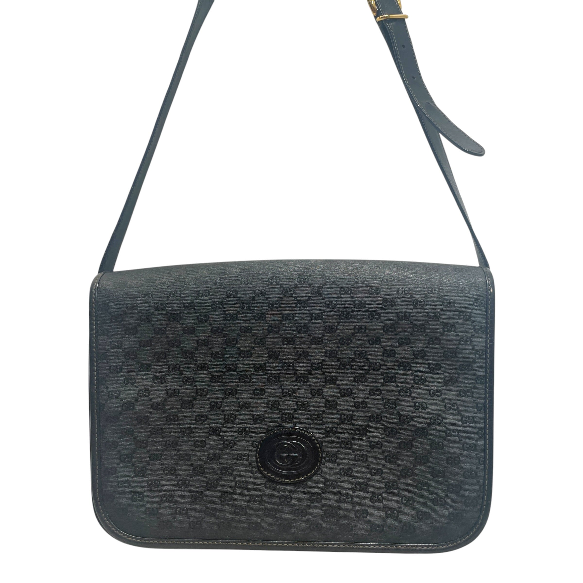 GUCCI/Cross Body Bag/Leather/BLK/Vintage Micro GG Monogram view 4