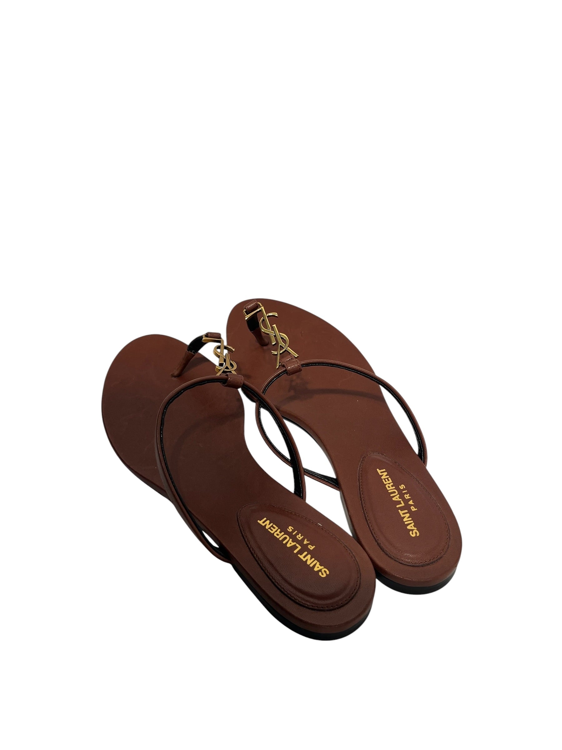 YVES SAINT LAURENT/Sandals/EU 37.5/Leather/BRW/ view 2