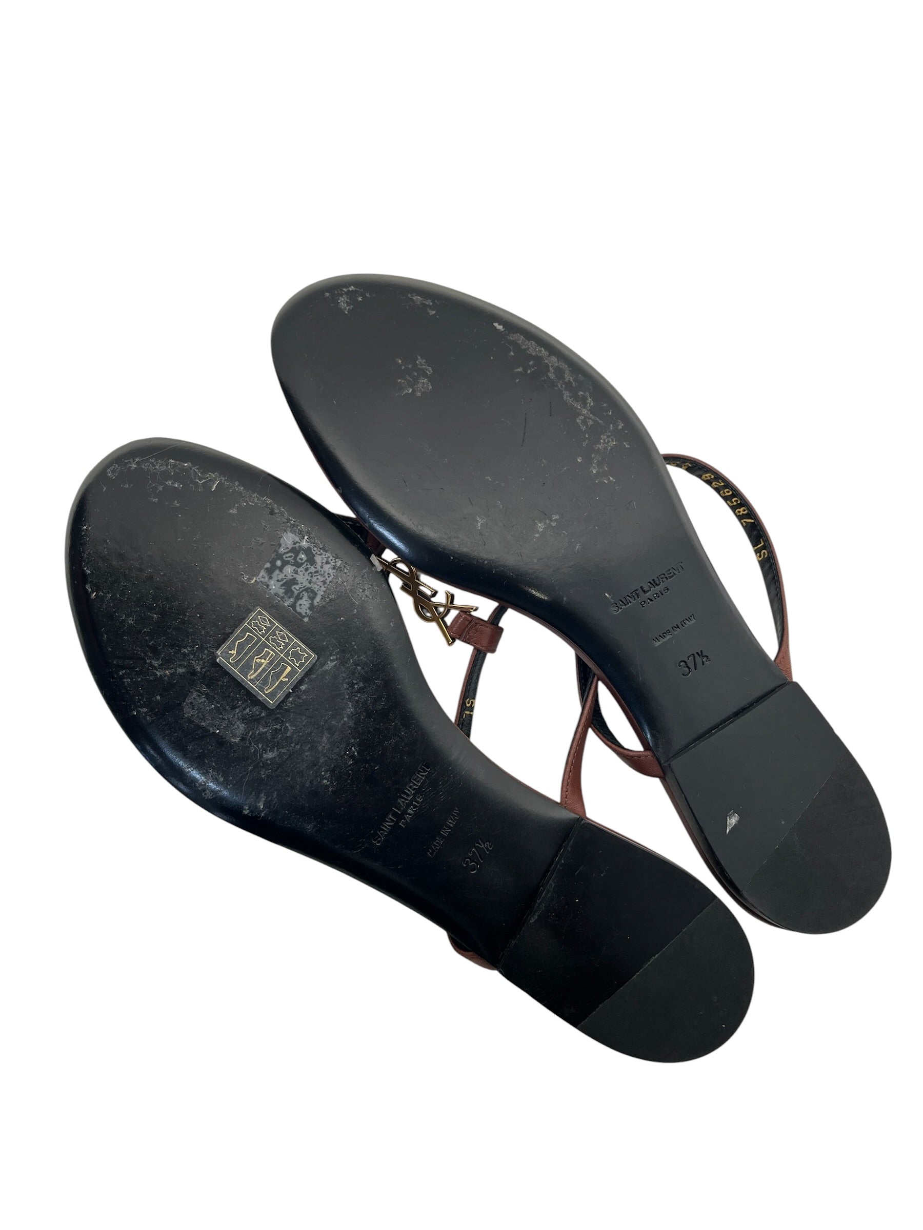 YVES SAINT LAURENT/Sandals/EU 37.5/Leather/BRW/ view 3
