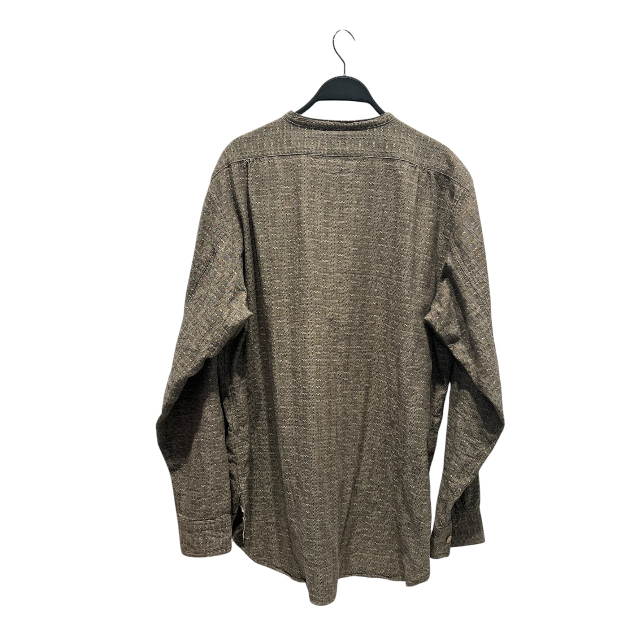 Taiga Takahashi/LS Shirt/16/Cotton/KHK/Band Collar/JACQUARD/PEARLESCENT BUTTONS view 2