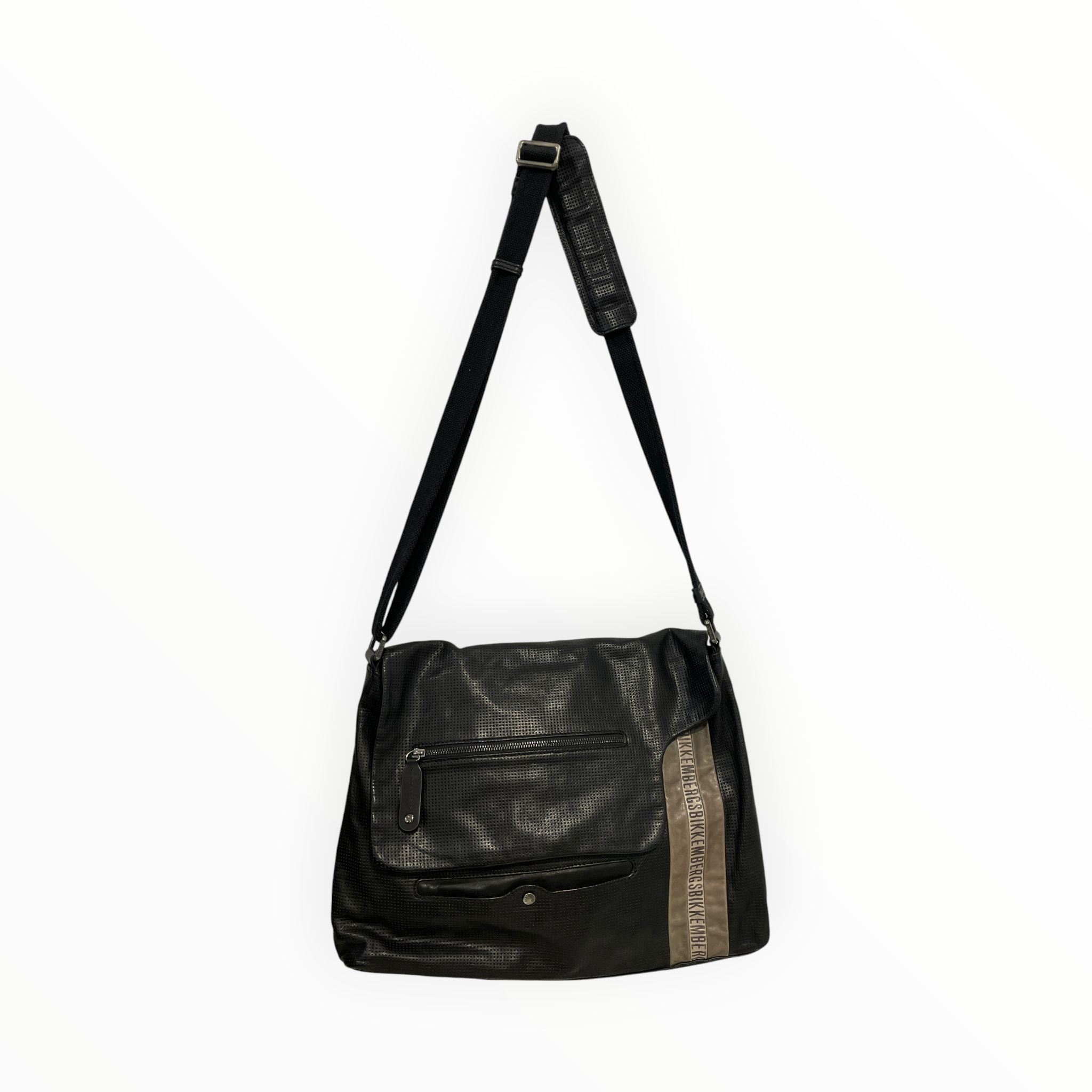 BIKKEMBERGS/Cross Body Bag/Leather/BLK/perforated view 1