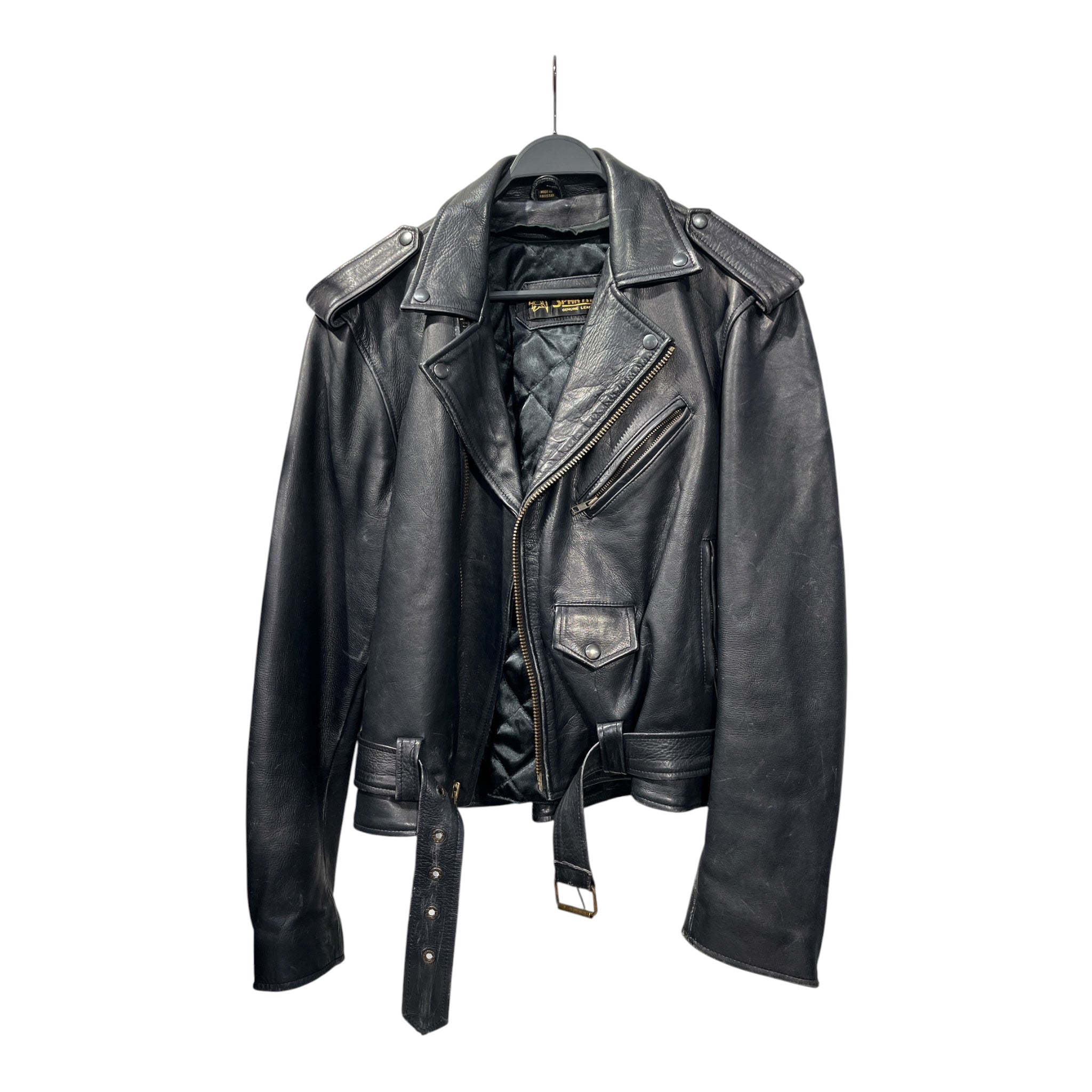 SPARTAN/Leather Jkt/48/Leather/BLK/BELT DETAIL BRONZE DETAIL view 1