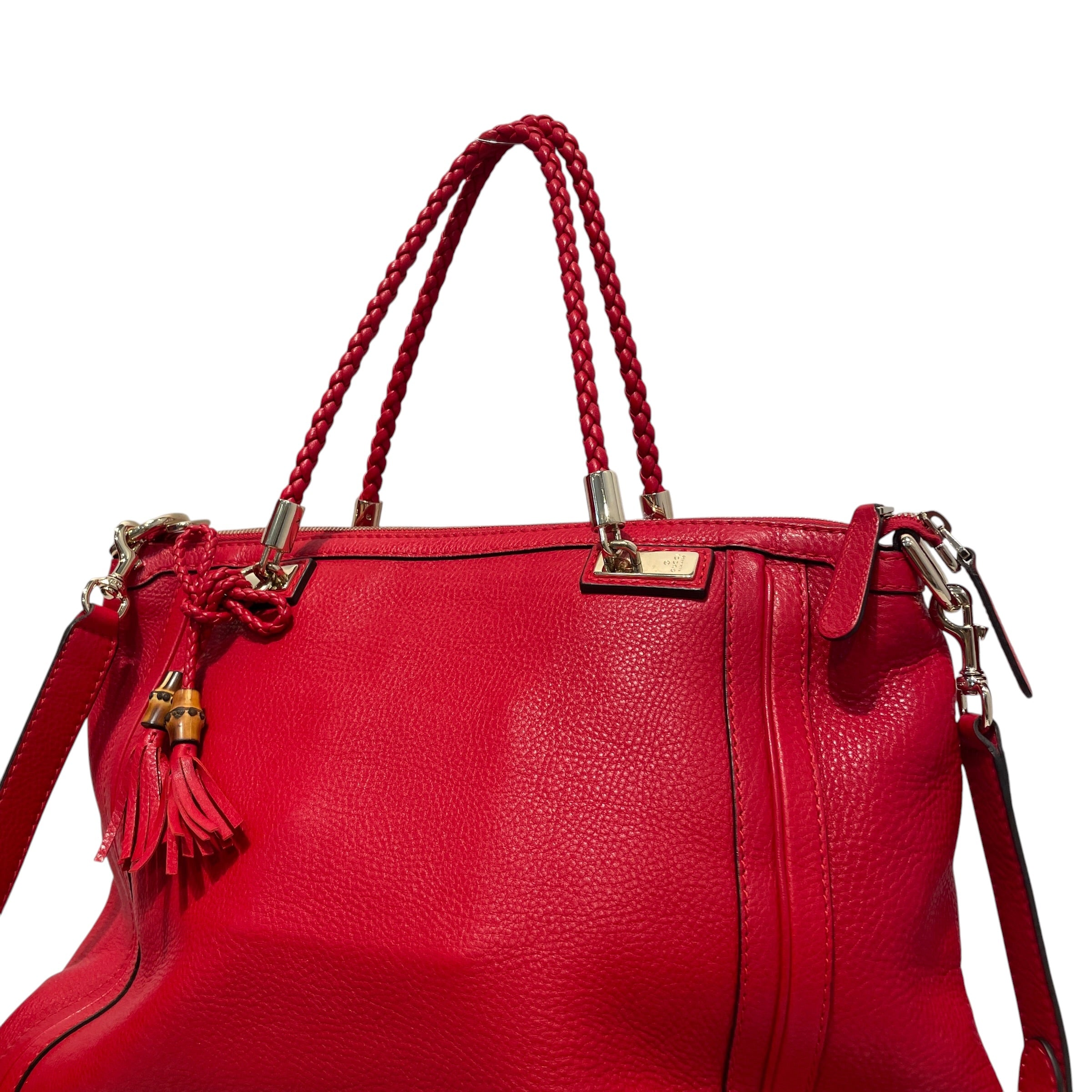 GUCCI/Hand Bag/Leather/RED/Bella Bamboo Tassel Satchel view 3