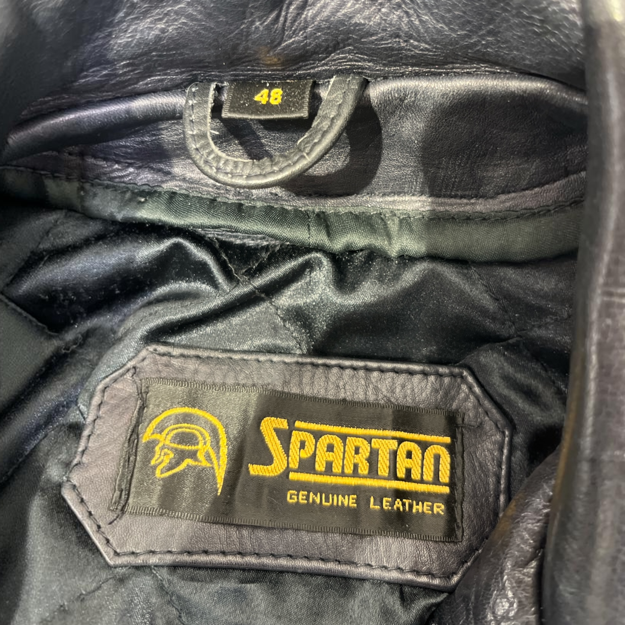 SPARTAN/Leather Jkt/48/Leather/BLK/BELT DETAIL BRONZE DETAIL view 3