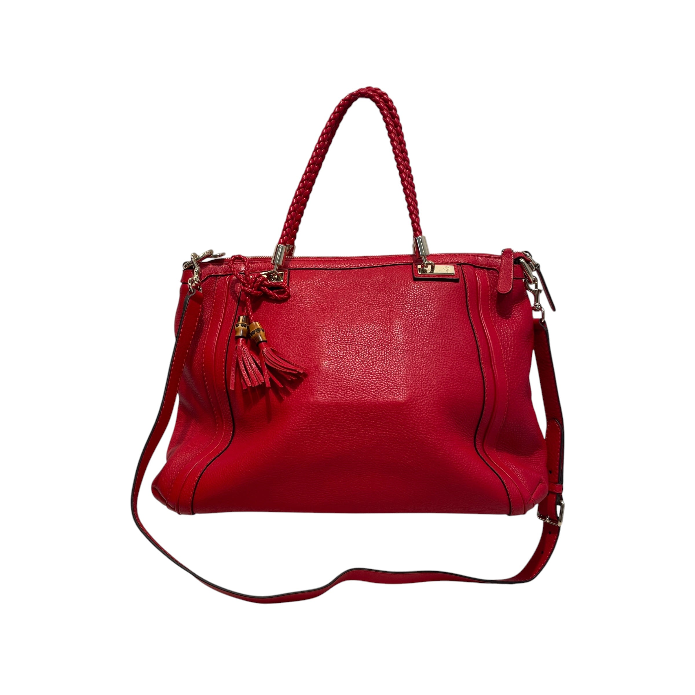 GUCCI/Hand Bag/Leather/RED/Bella Bamboo Tassel Satchel view 1