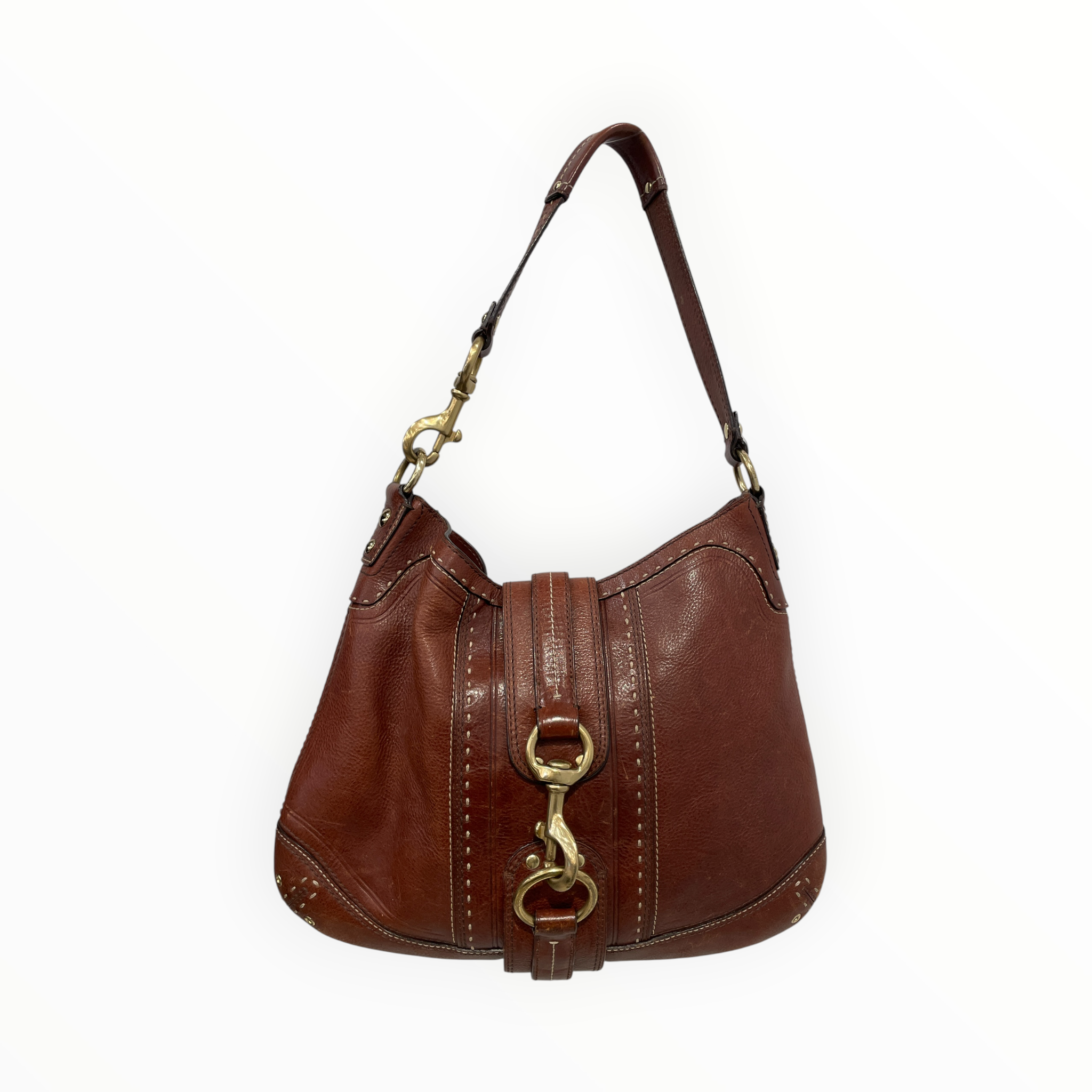 COACH/Hand Bag/Leather/BRW/BRW HANDBAG BRASS HARDWARE view 1