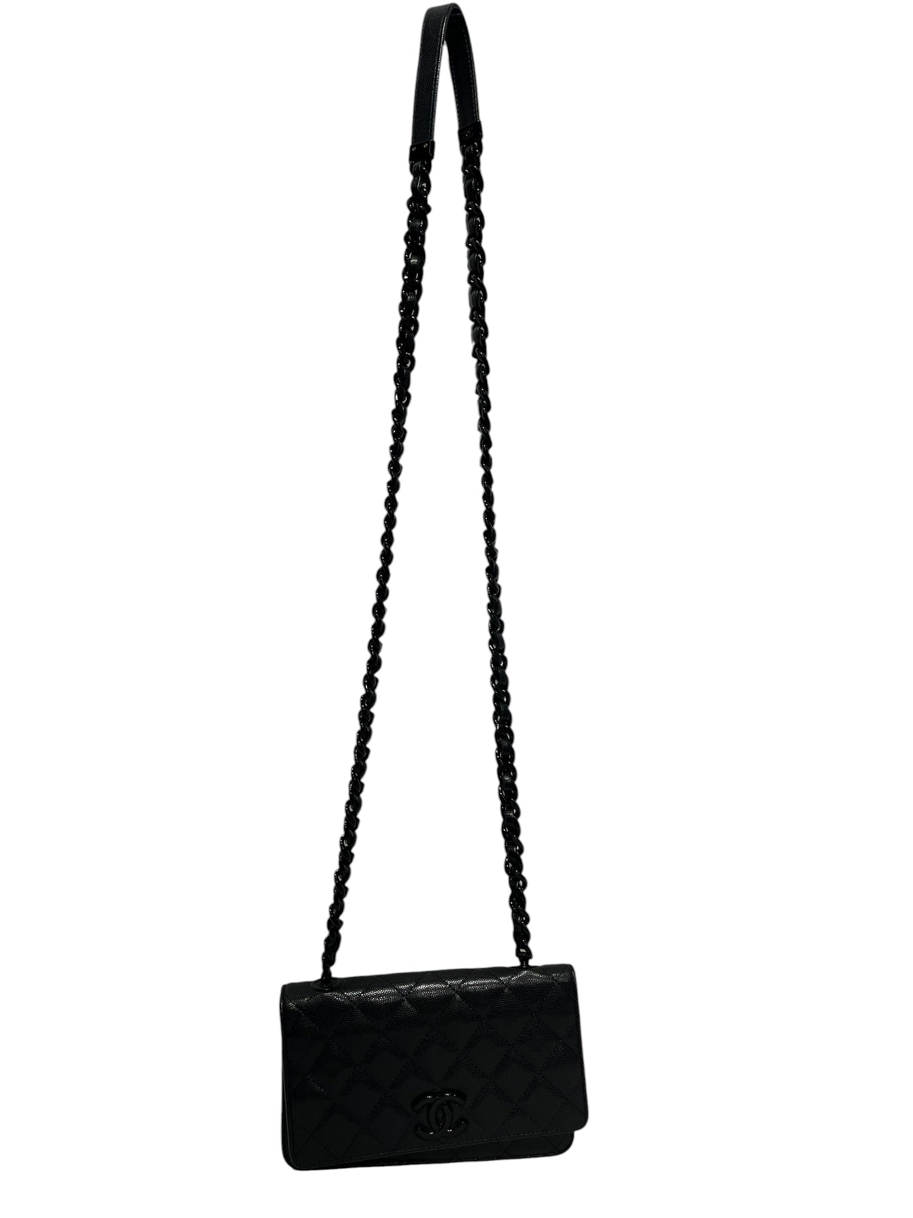 CHANEL/Cross Body Bag/Leather/BLK/30830229 BLK CAVIAR/BLK STRAP view 1