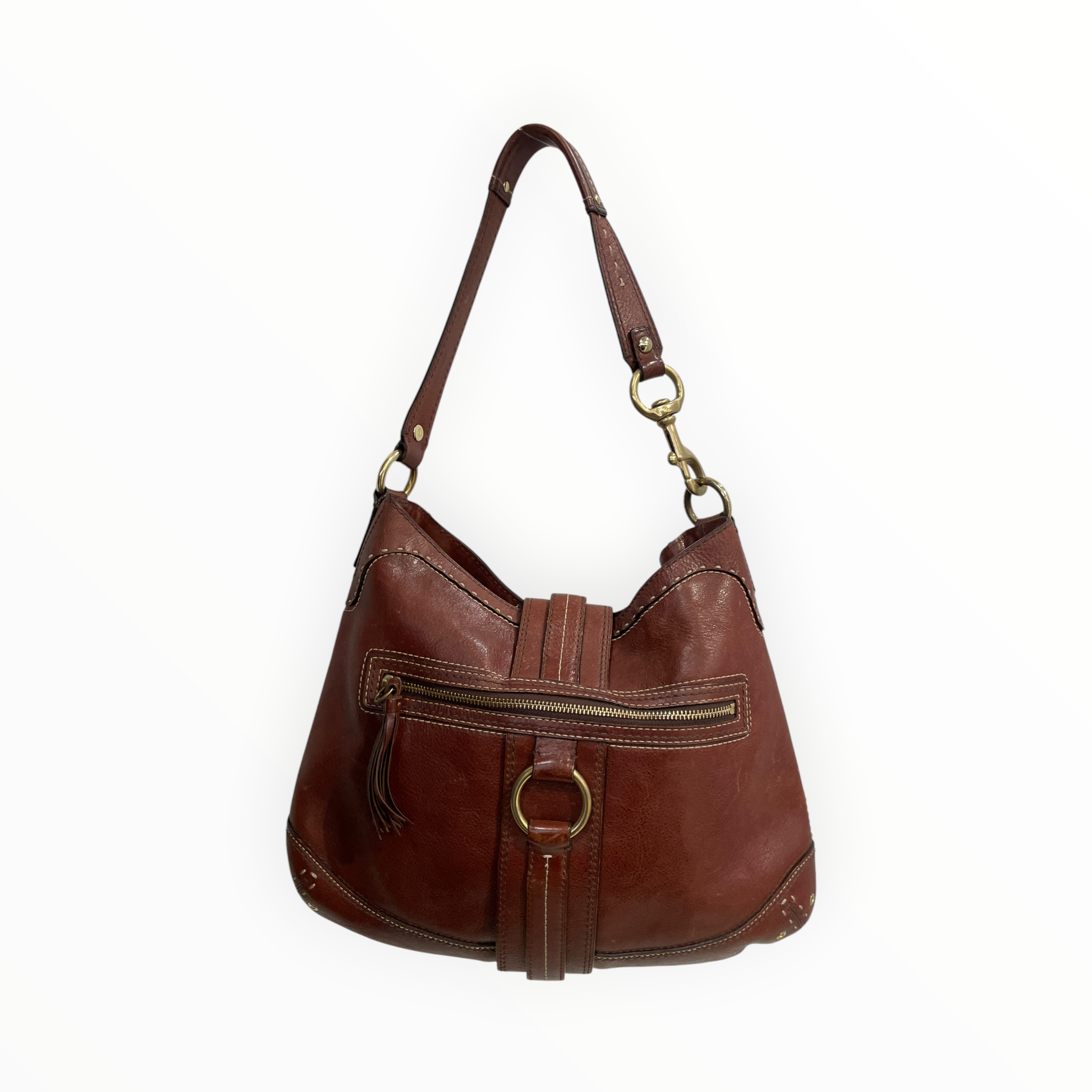 COACH/Hand Bag/Leather/BRW/BRW HANDBAG BRASS HARDWARE view 2