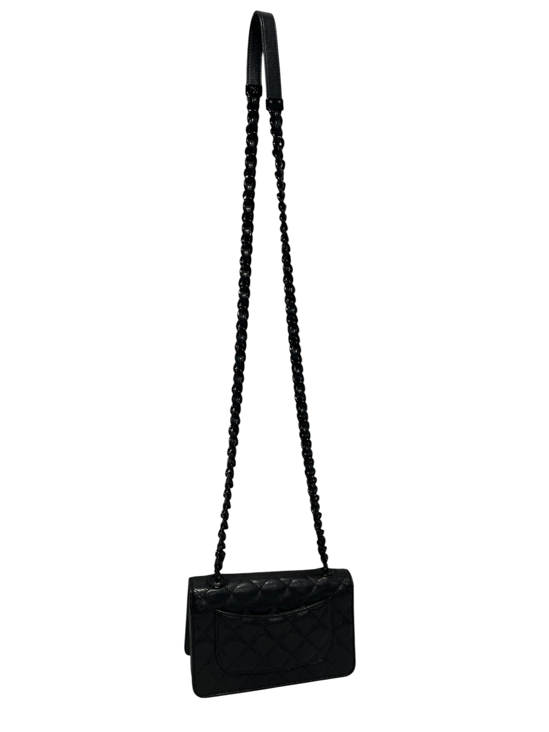 CHANEL/Cross Body Bag/Leather/BLK/30830229 BLK CAVIAR/BLK STRAP view 3