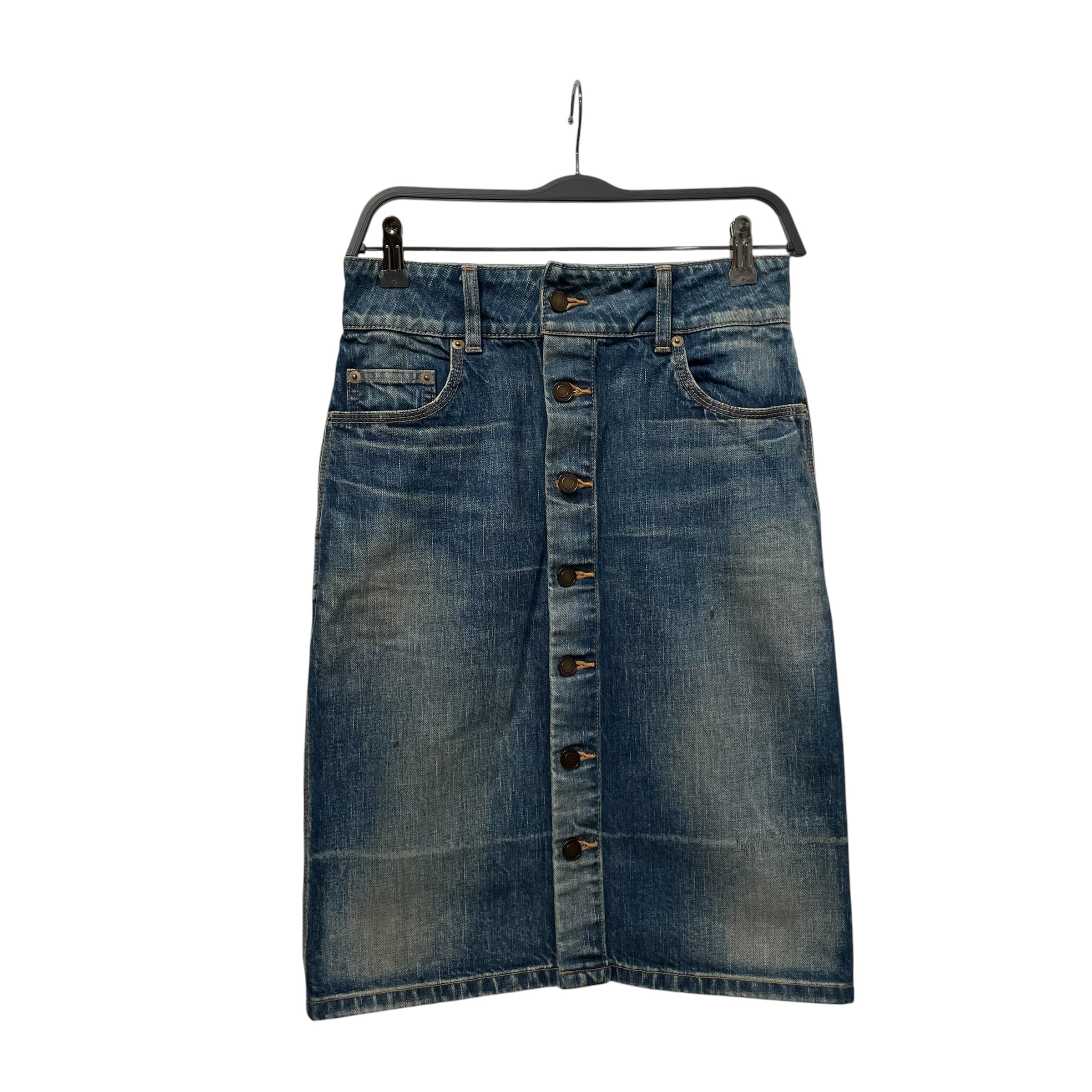 SAINT LAURENT/Skirt/27/Denim/BLU/2021 FULLBUTTON GOOD FADE view 1