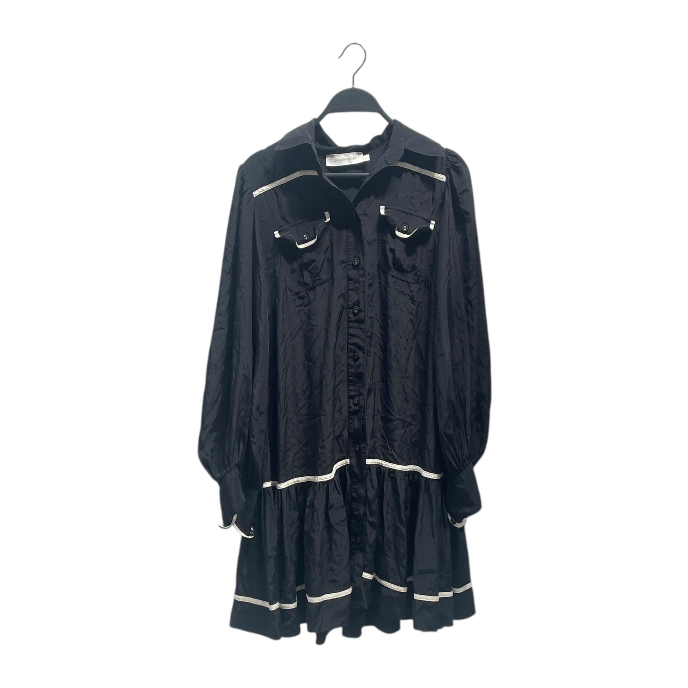 Zimmermann/LS Dress/0/Silk/BLK/White trim view 1