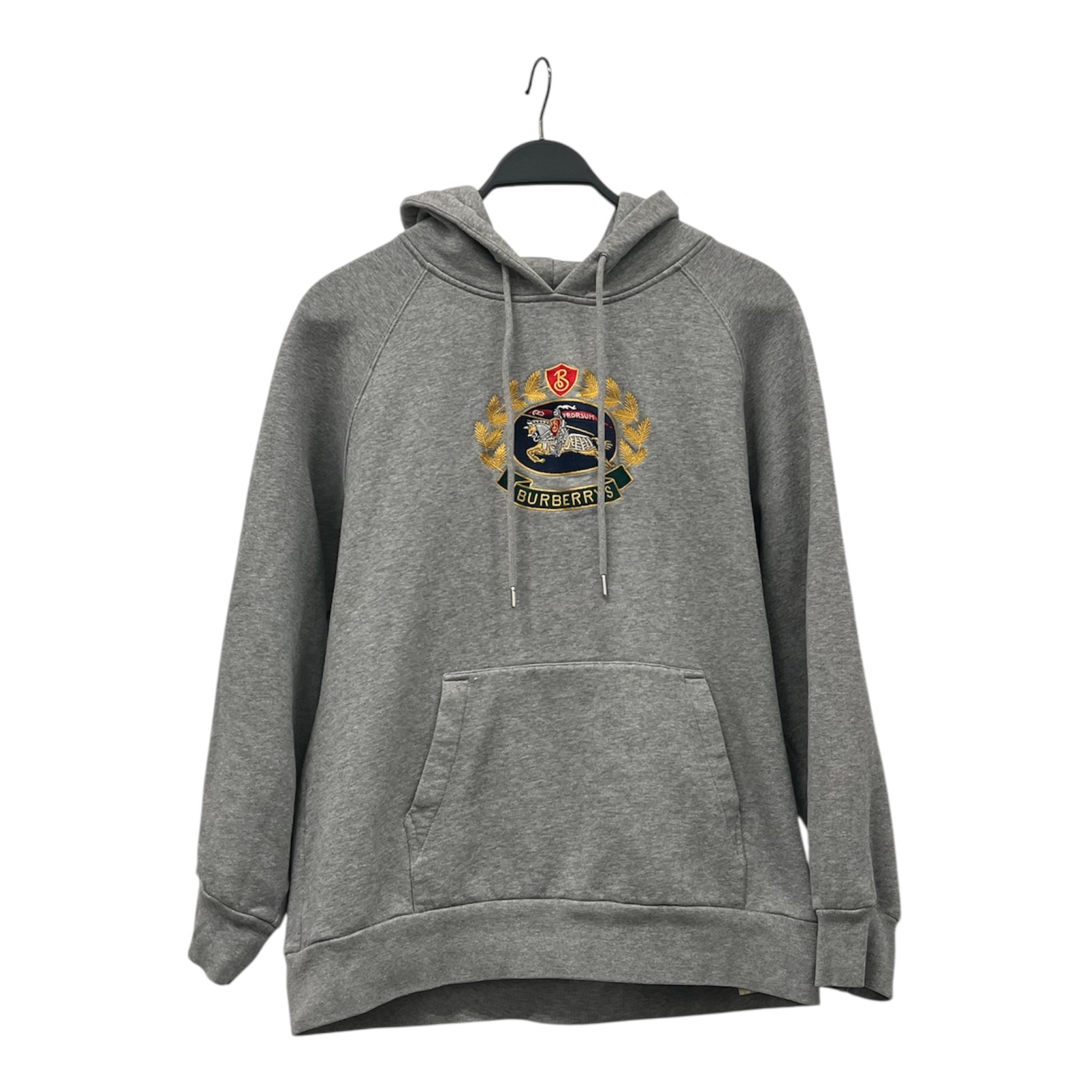 BURBERRY/Hoodie/M/Cotton/GRY/EMBROIDERED LOGO FRONT view 1