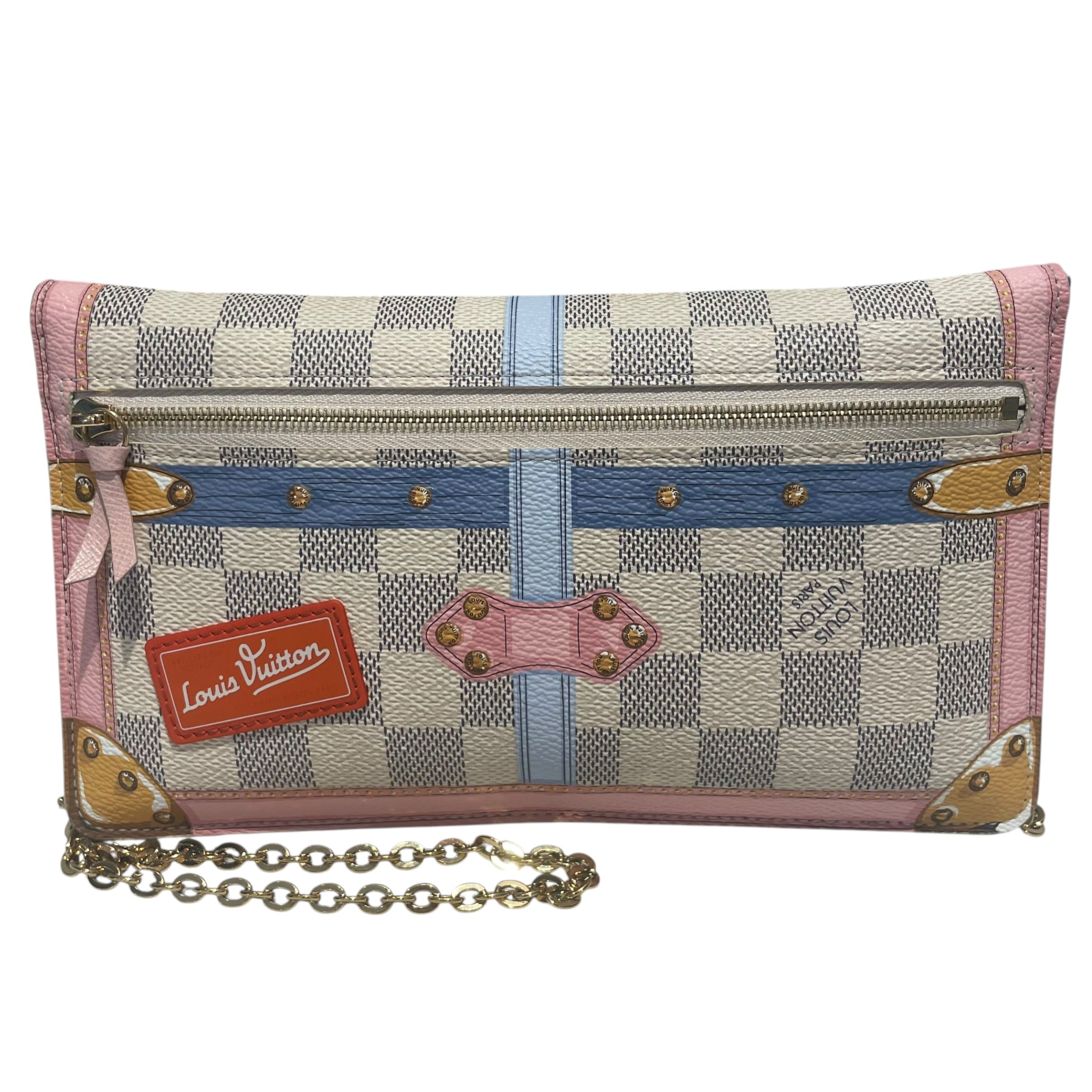 LOUIS VUITTON/Pouch/Monogram/Leather/WHT/damier azur summer trunk view 2