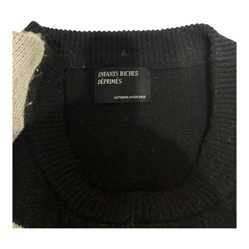enfants riches deprimes/Sweater/XL/All Over Print/Wool/BLK/CHECKERED SWEATER
