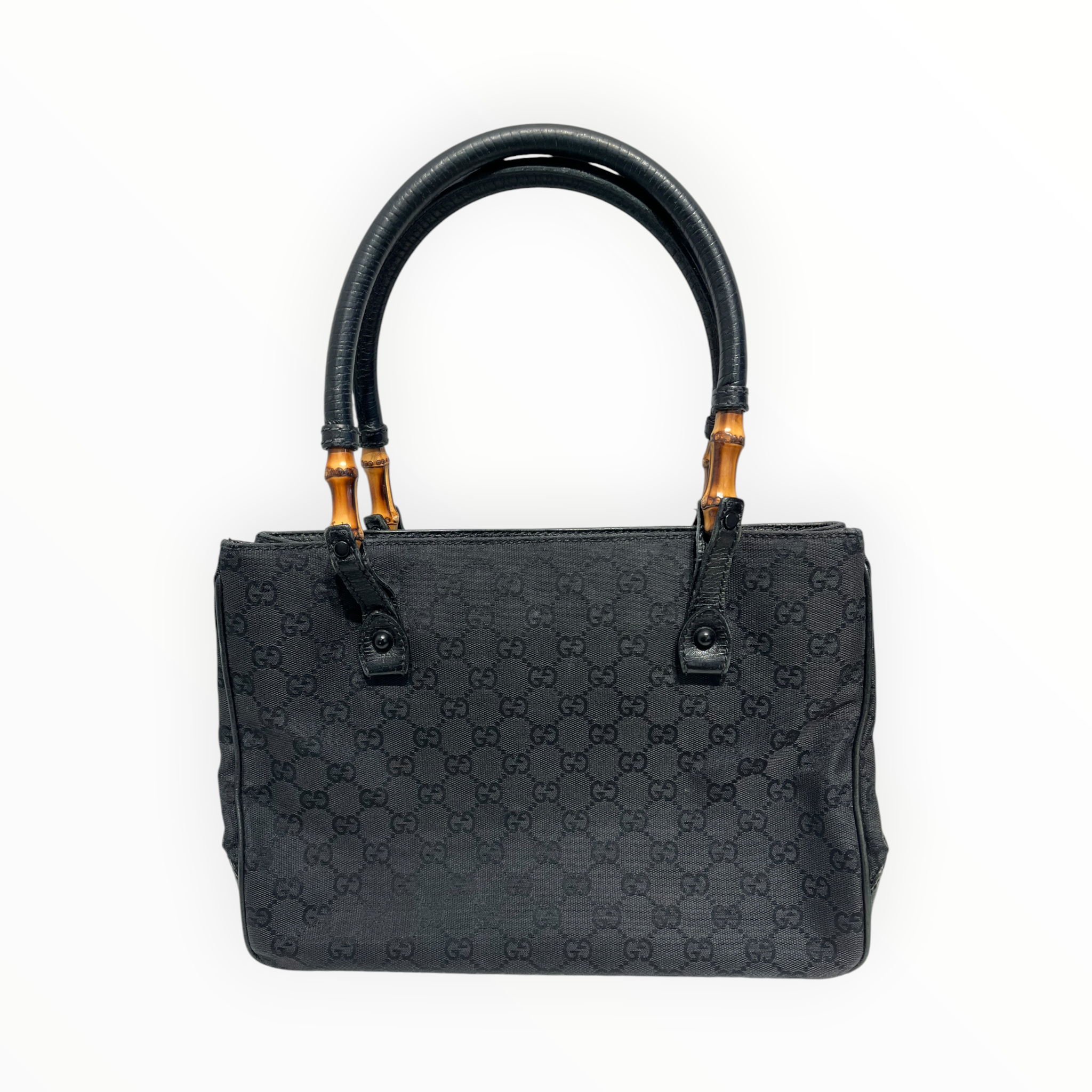 GUCCI/Hand Bag/Monogram/BLK/Bamboo Handle Canvas/Leather view 1