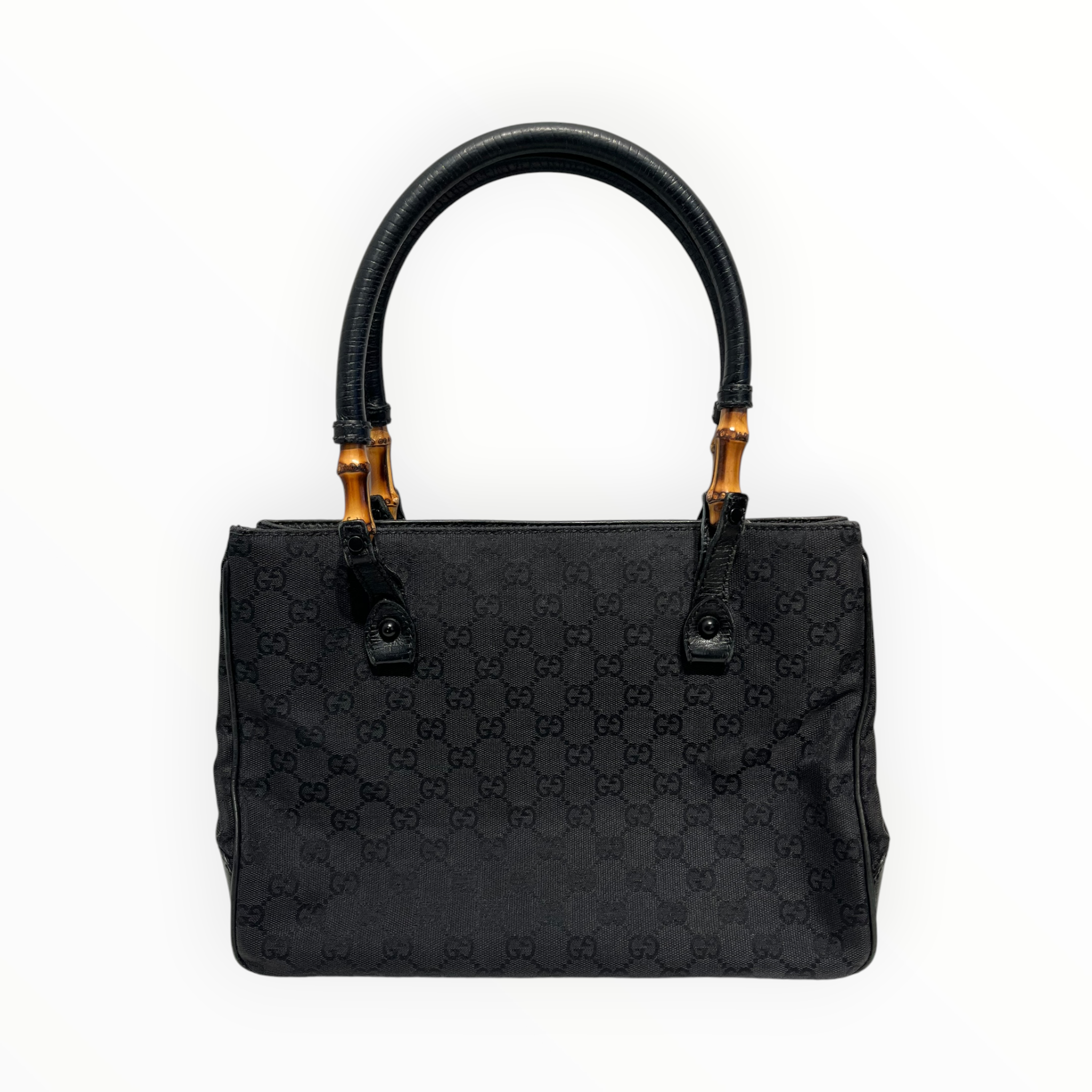 GUCCI/Hand Bag/Monogram/BLK/Bamboo Handle Canvas/Leather view 2