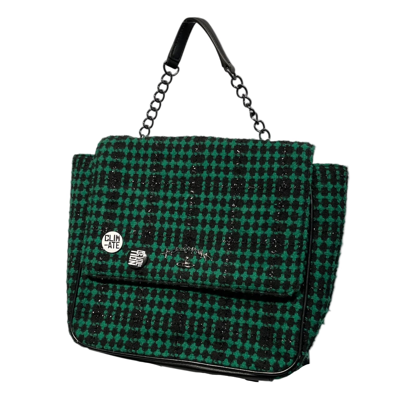 Vivienne Westwood/ANGLOMANIA/Hand Bag/mssnger Tweed w/ pins on flap view 1