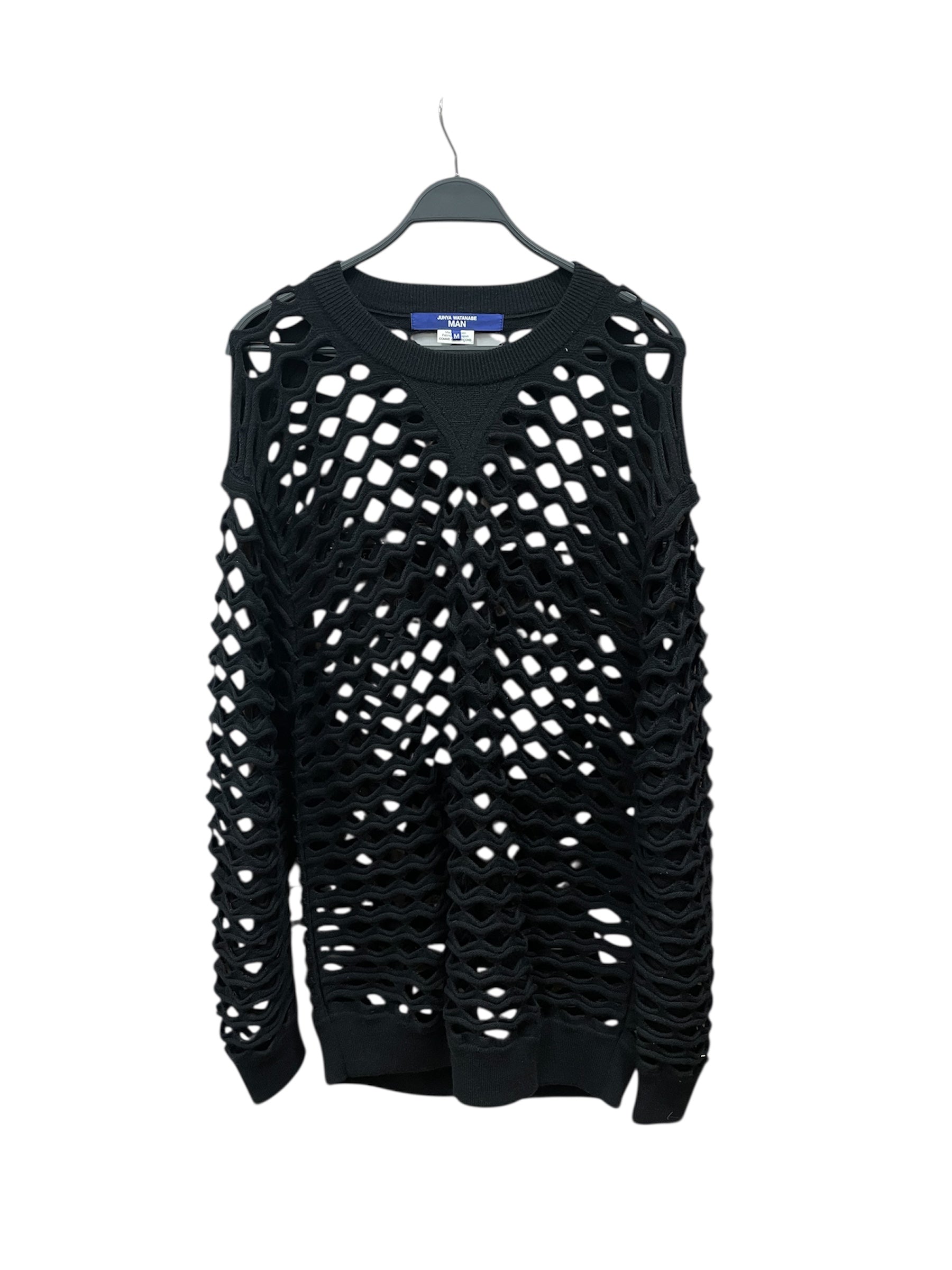 JUNYA WATANABE COMME des GARCONS/Heavy Sweater/M/Cotton/BLK/OPEN KNIT SWEATER view 1