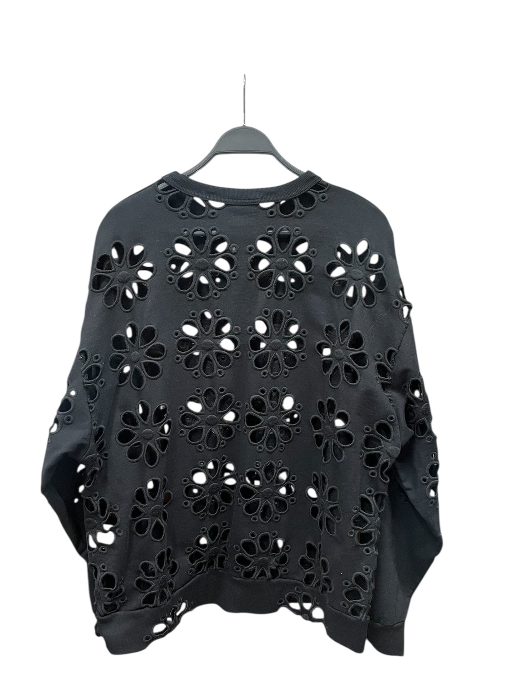 DRIES VAN NOTEN/Sweater/L/Cotton/BLK/FLORAL CUTOUT SWEATER view 2