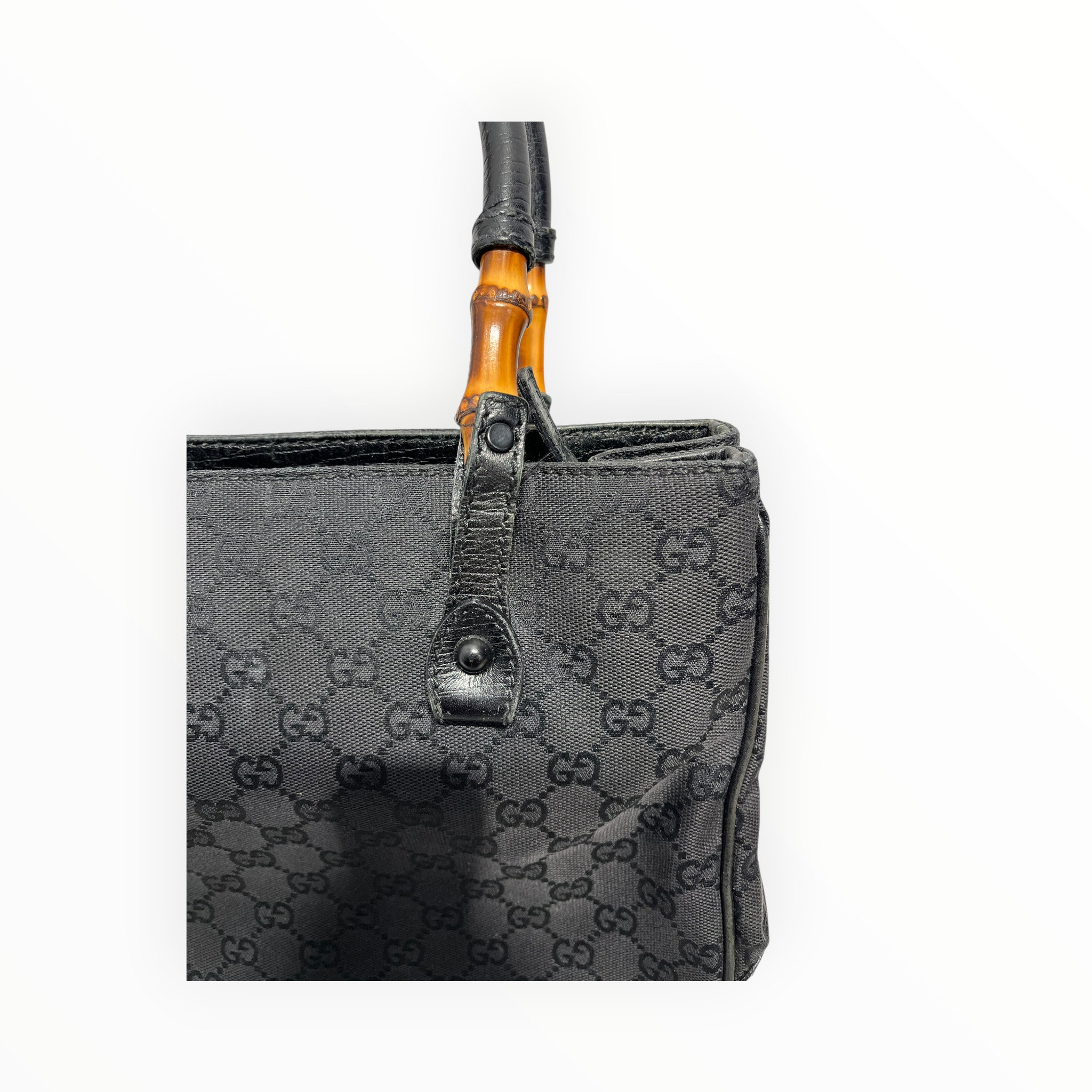 GUCCI/Hand Bag/Monogram/BLK/Bamboo Handle Canvas/Leather view 6