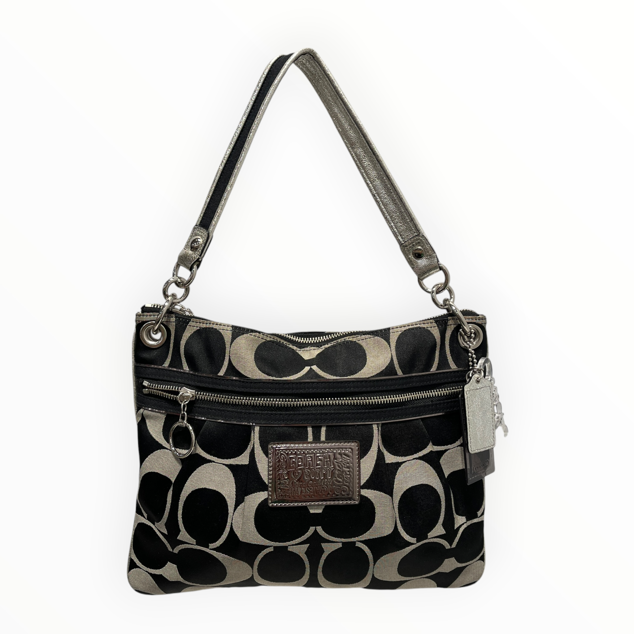COACH/Hand Bag/Monogram/Cotton/SLV/Poppy Canvas Silver Top Handle view 2