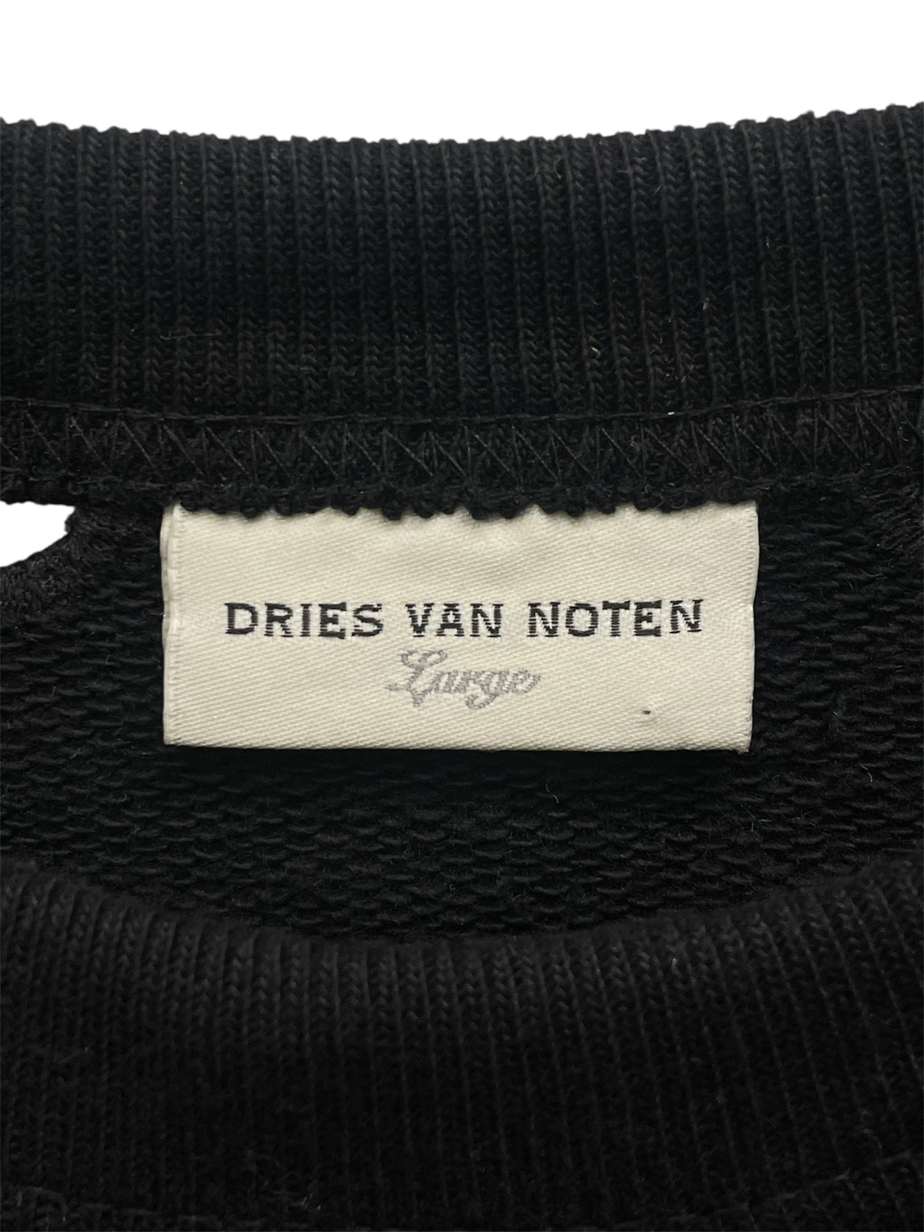 DRIES VAN NOTEN/Sweater/L/Cotton/BLK/FLORAL CUTOUT SWEATER view 3