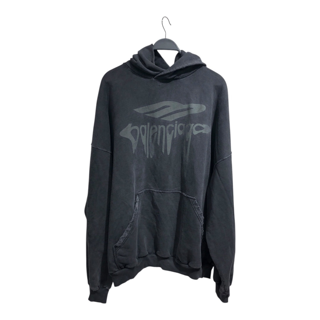 BALENCIAGA/Hoodie/XL/Cotton/GRY/Oversize/Melting Balenciaga Logo view 1
