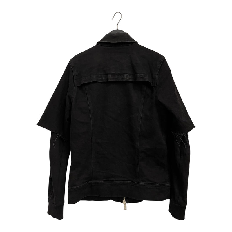 DIESEL/Denim Jkt/S/Cotton/BLK/CUT OFF DOUBLE LAYER SLEEVE
