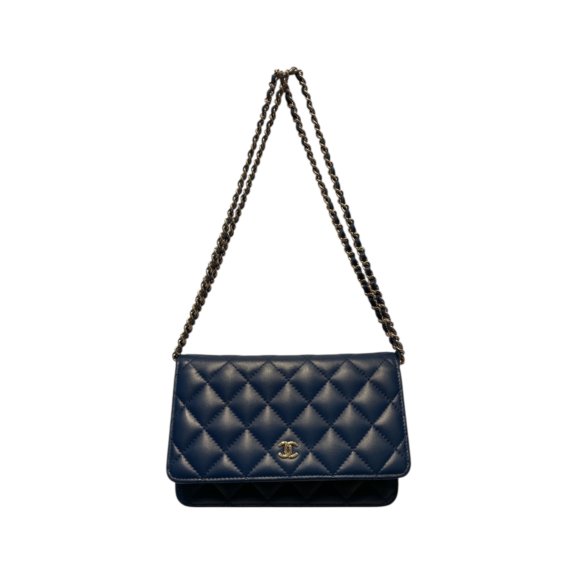 CHANEL/Cross Body Bag/Leather/BLU/Wallet On Chain view 1